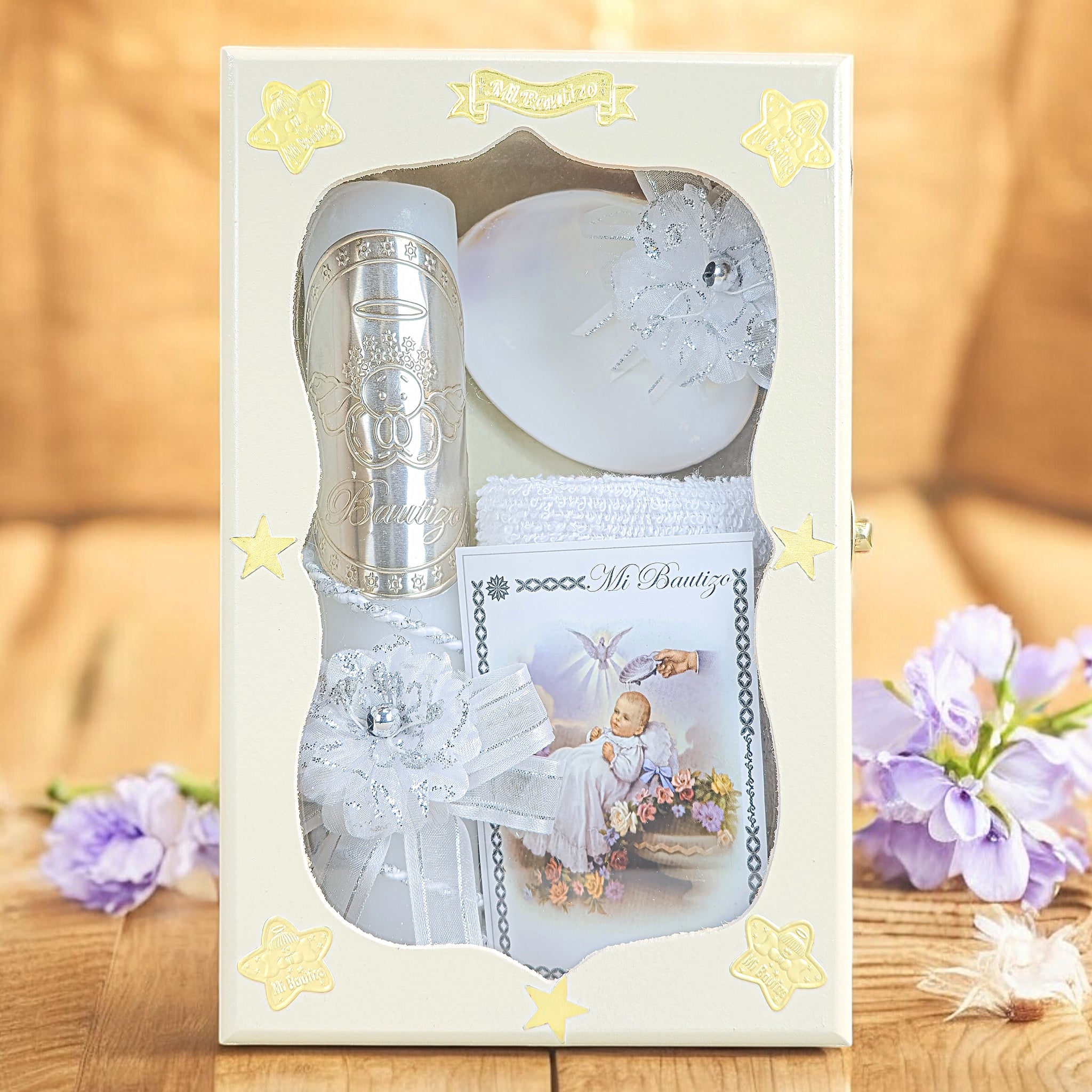 Kit de Vela Bautizo AMB-01 Madera Amarilla