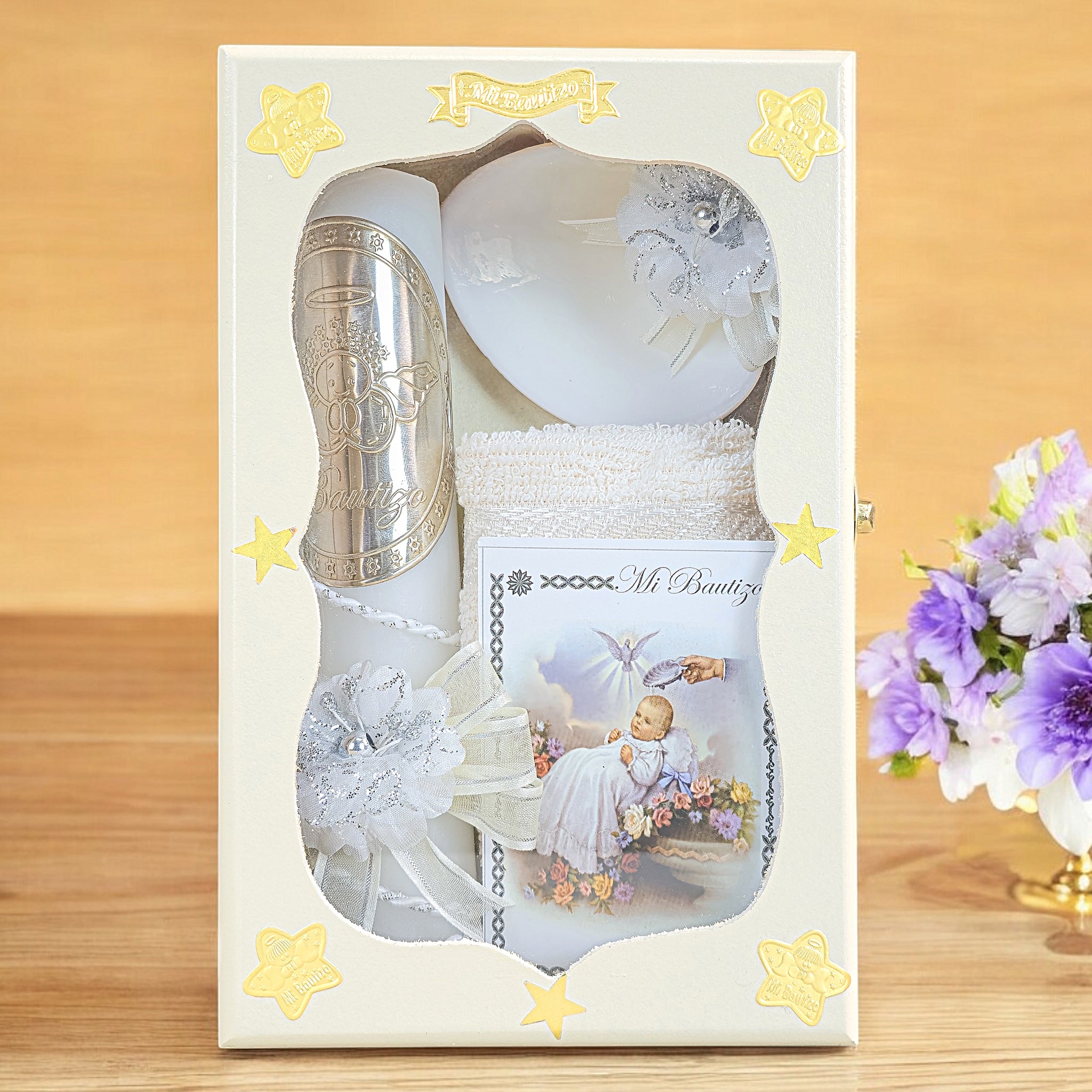 Kit de Vela Bautizo AMB-01 Madera Amarilla