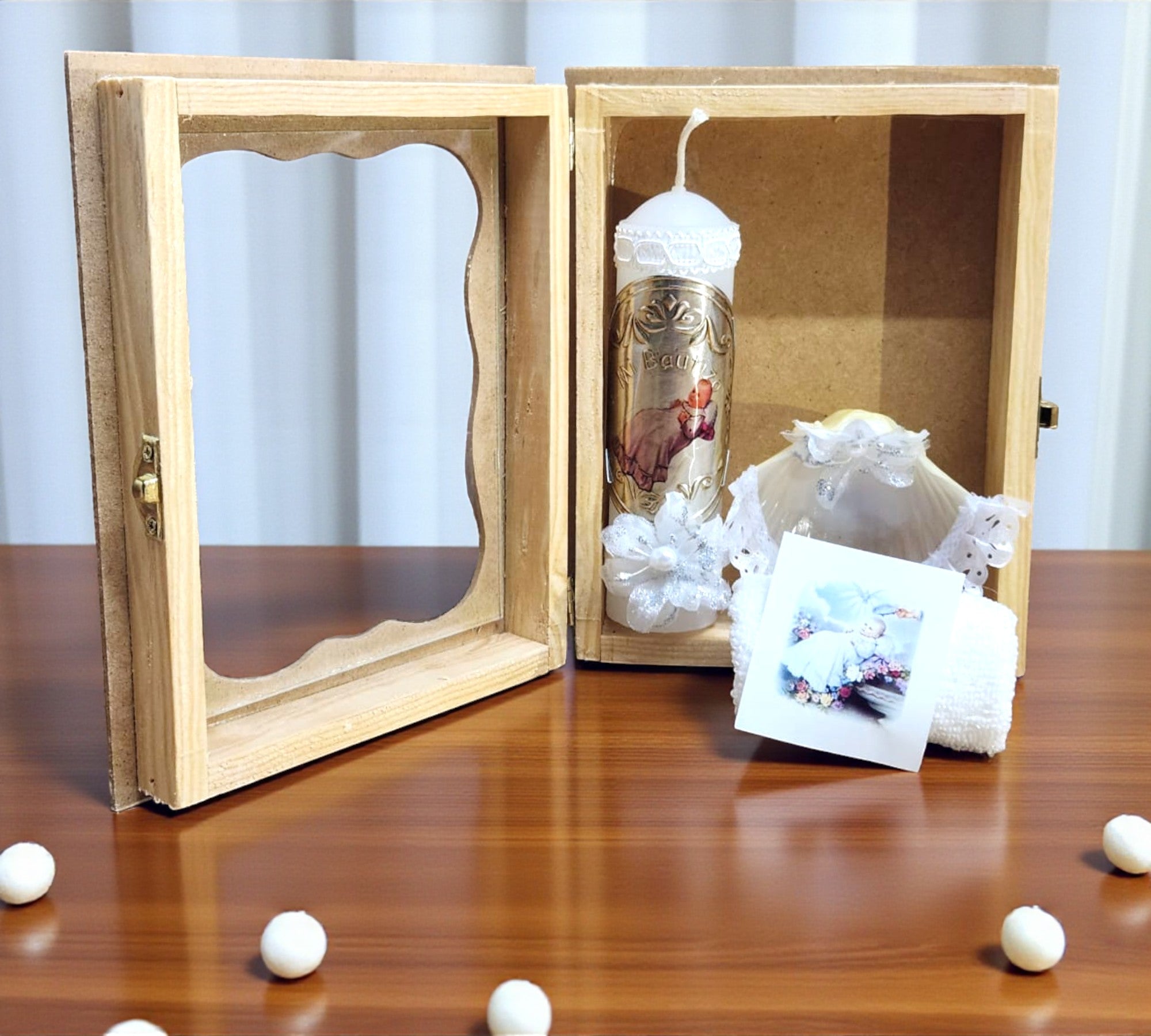 Kit de Vela Bautizo Madera Clara 05
