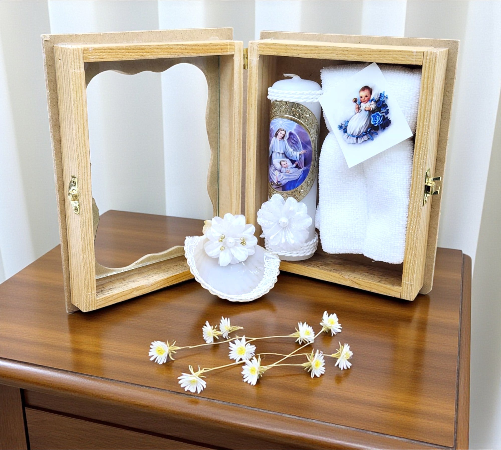 Kit de Vela Bautizo Madera Clara 04