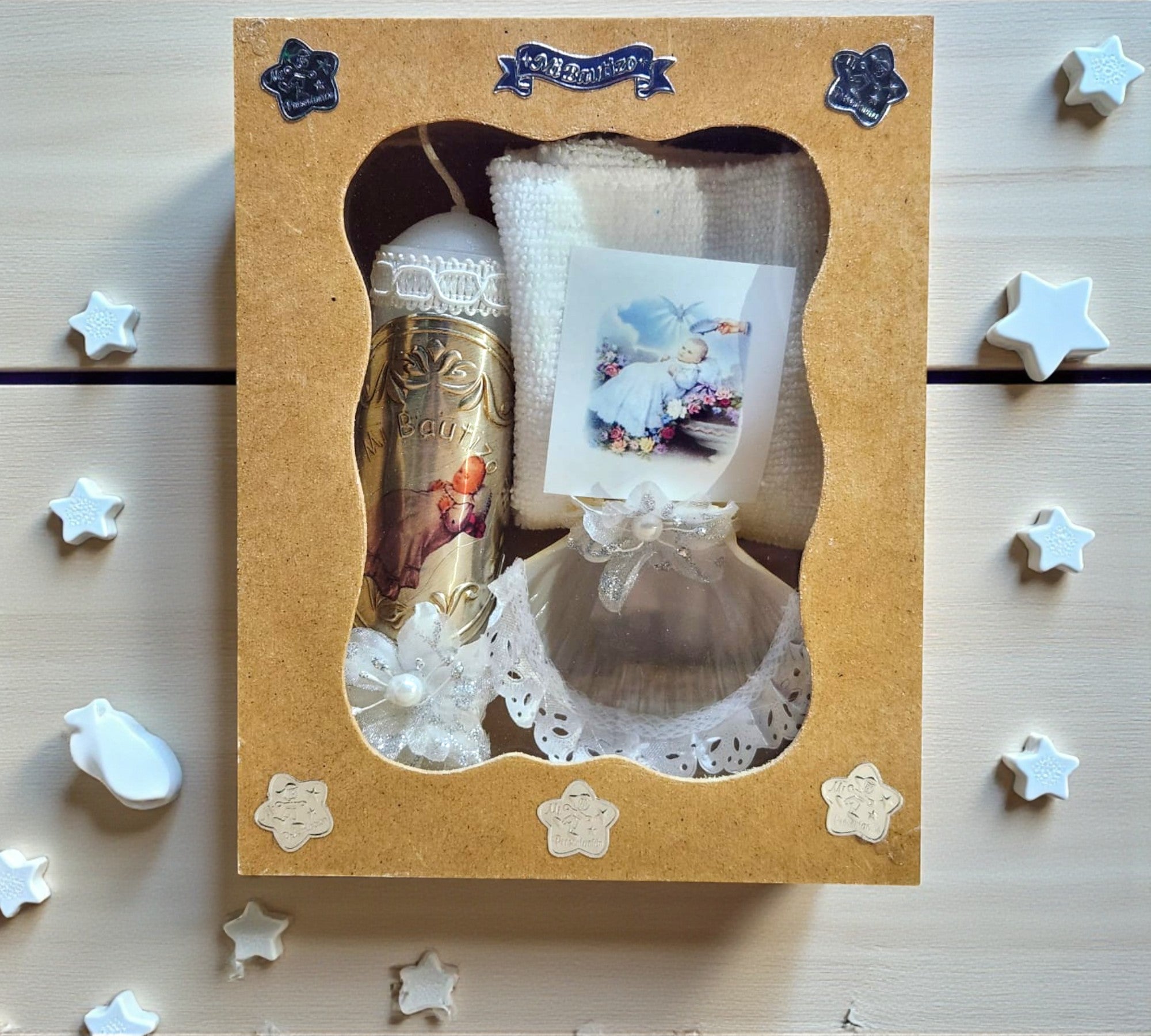 Kit de Vela Bautizo Madera Clara 05