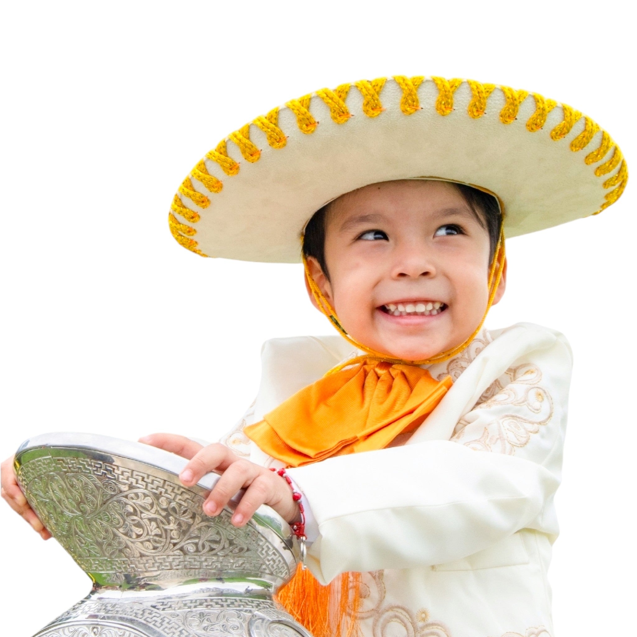 Traje de charro de tafetán en color hueso
