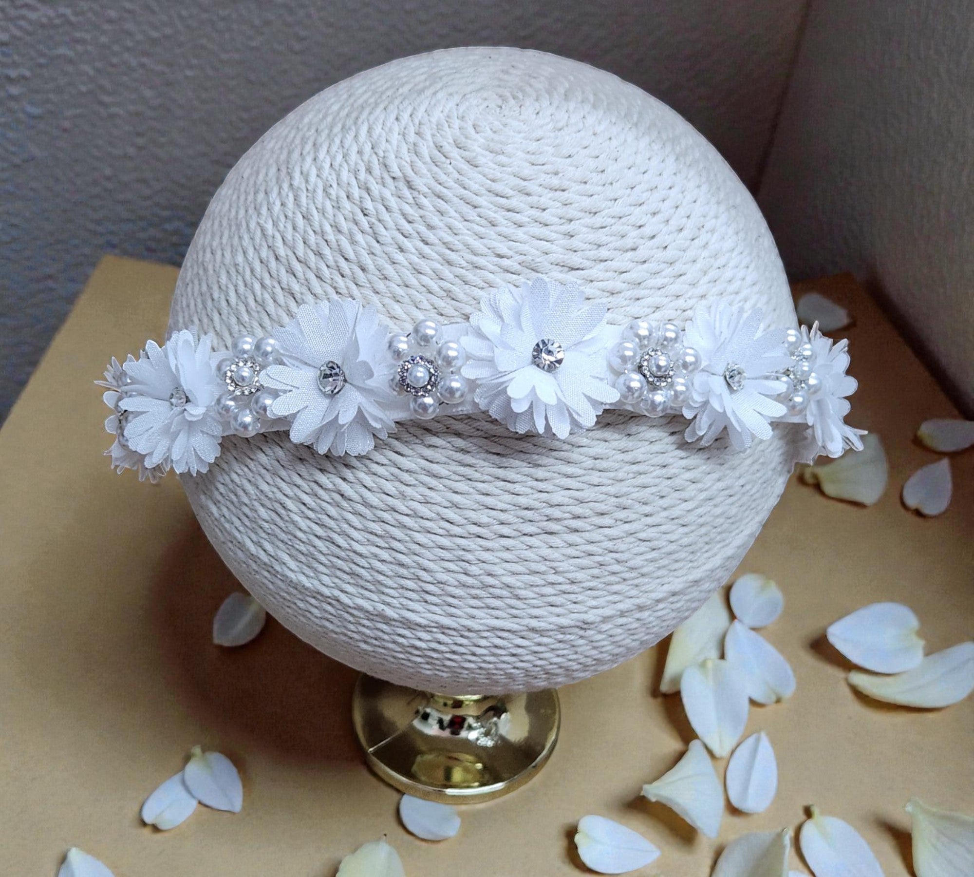 Corona Primera Comunion Flores Perla