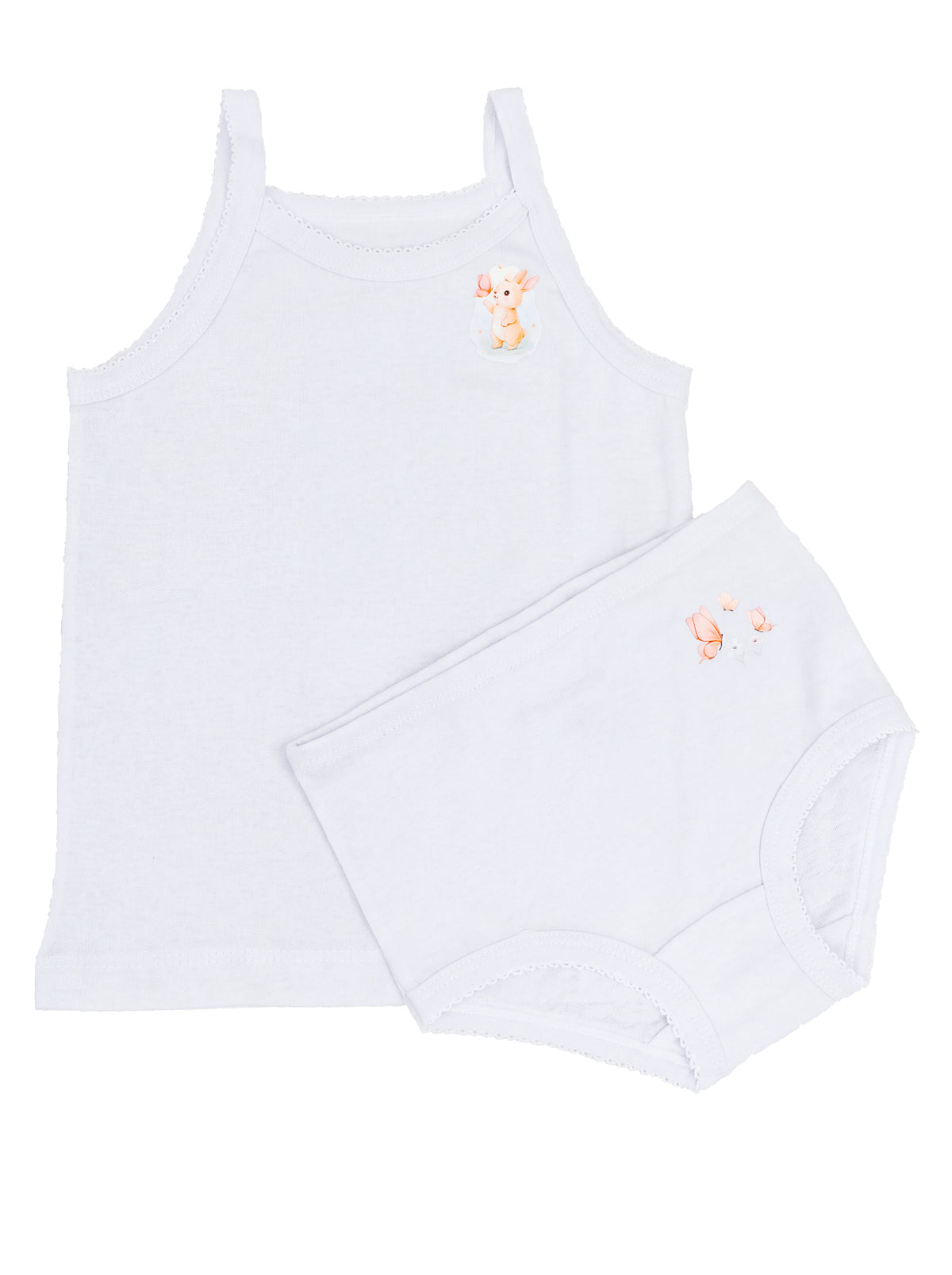 Coordinado Bautizo 088 blanco, camiseta de tirantes y calzón tipo panty en fondo blanco — AMAZON-BLANCO