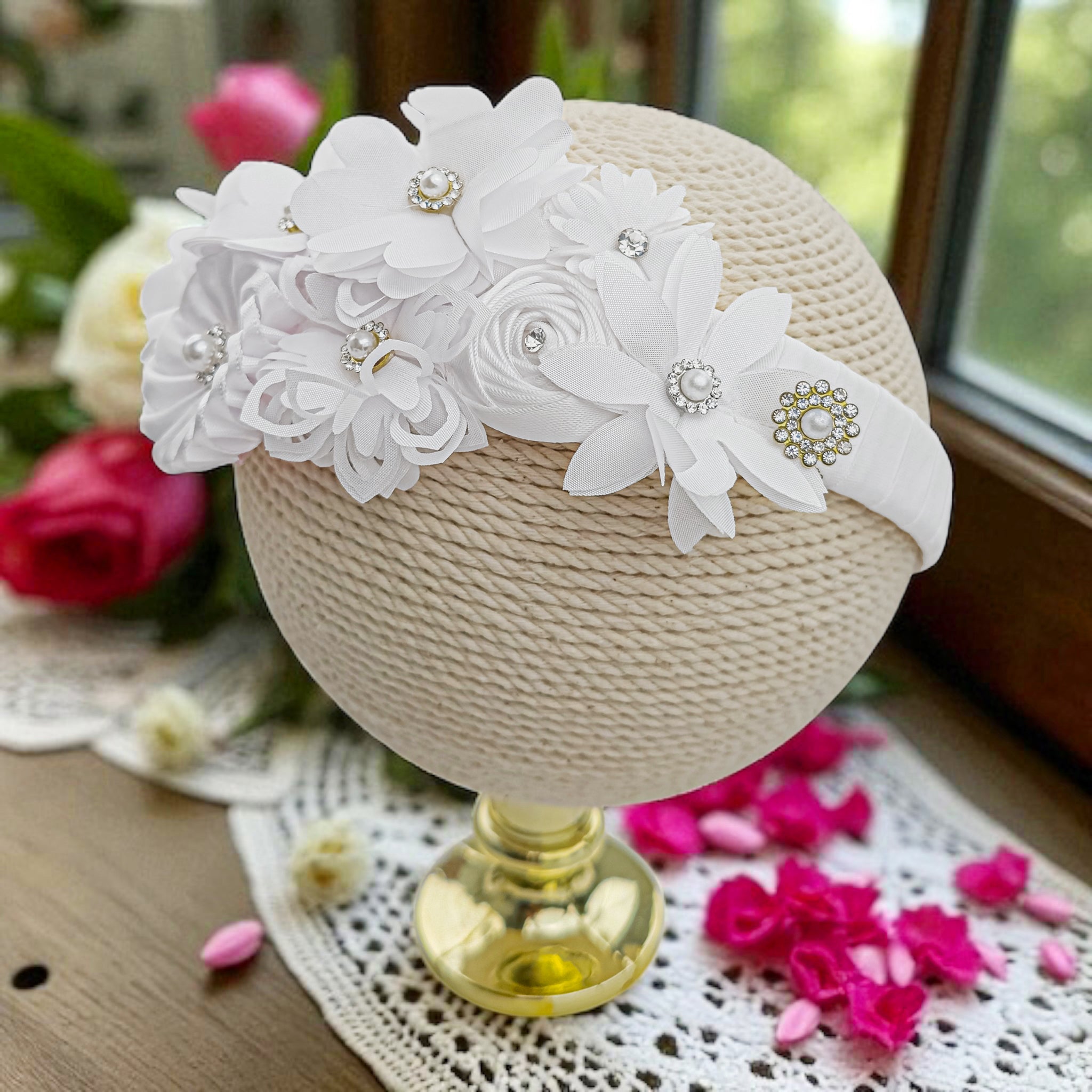 Diadema Bautizo Flores #104