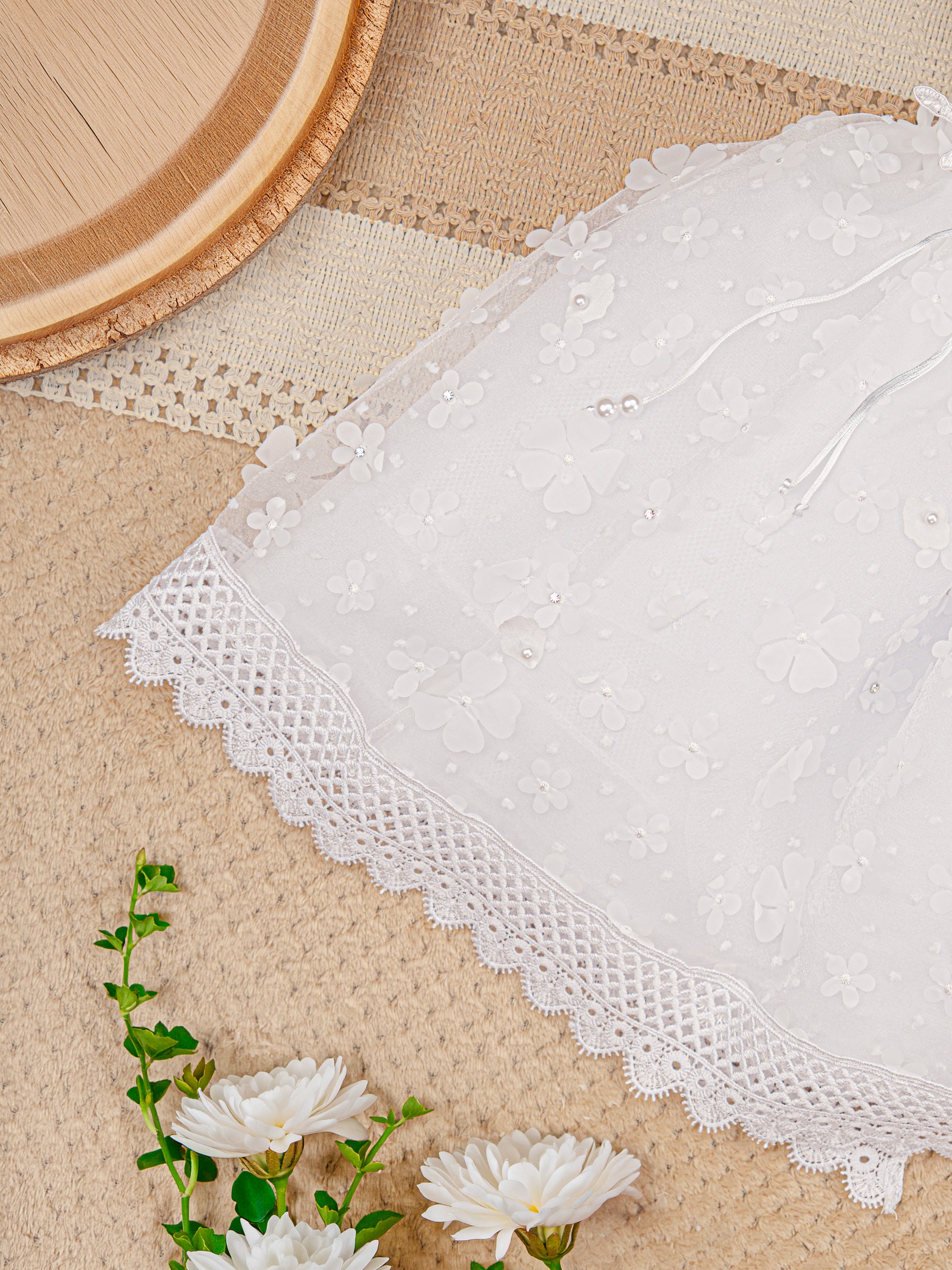 Vestido Bautizo Mini Lupita Hojitas