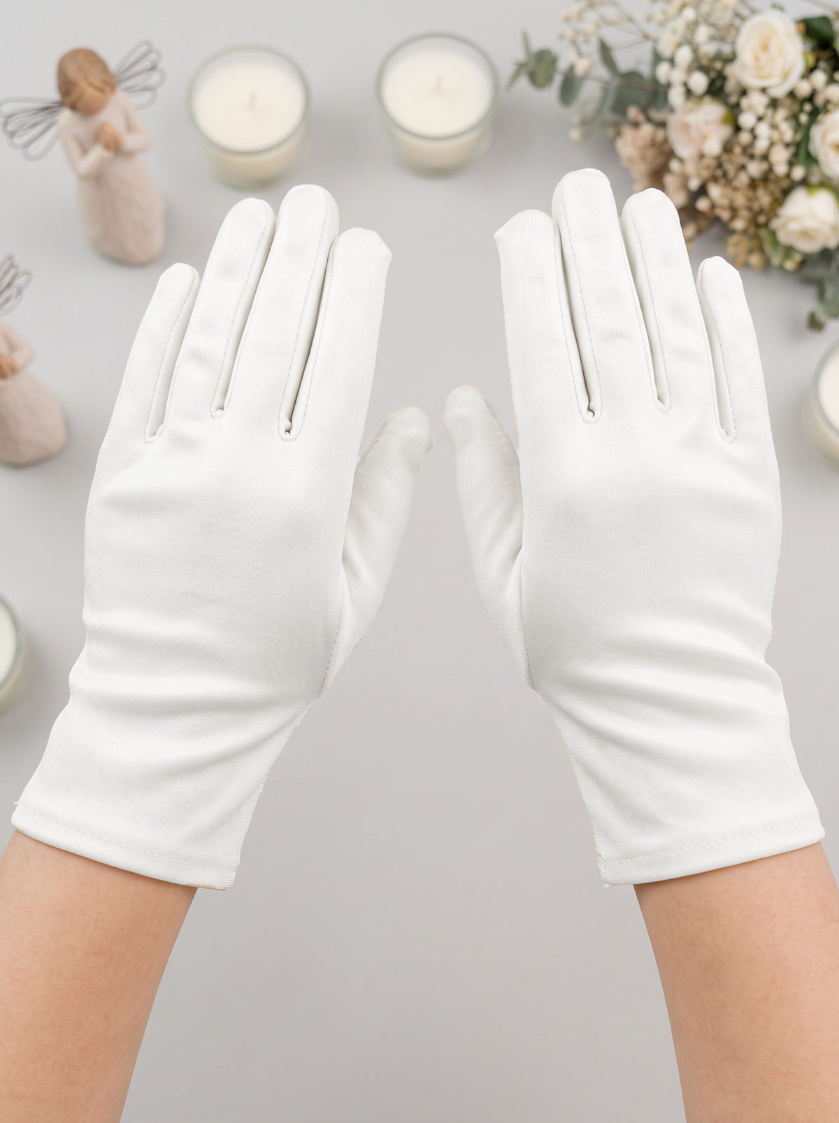Guantes Primera Comunión Licra Liso Corto
