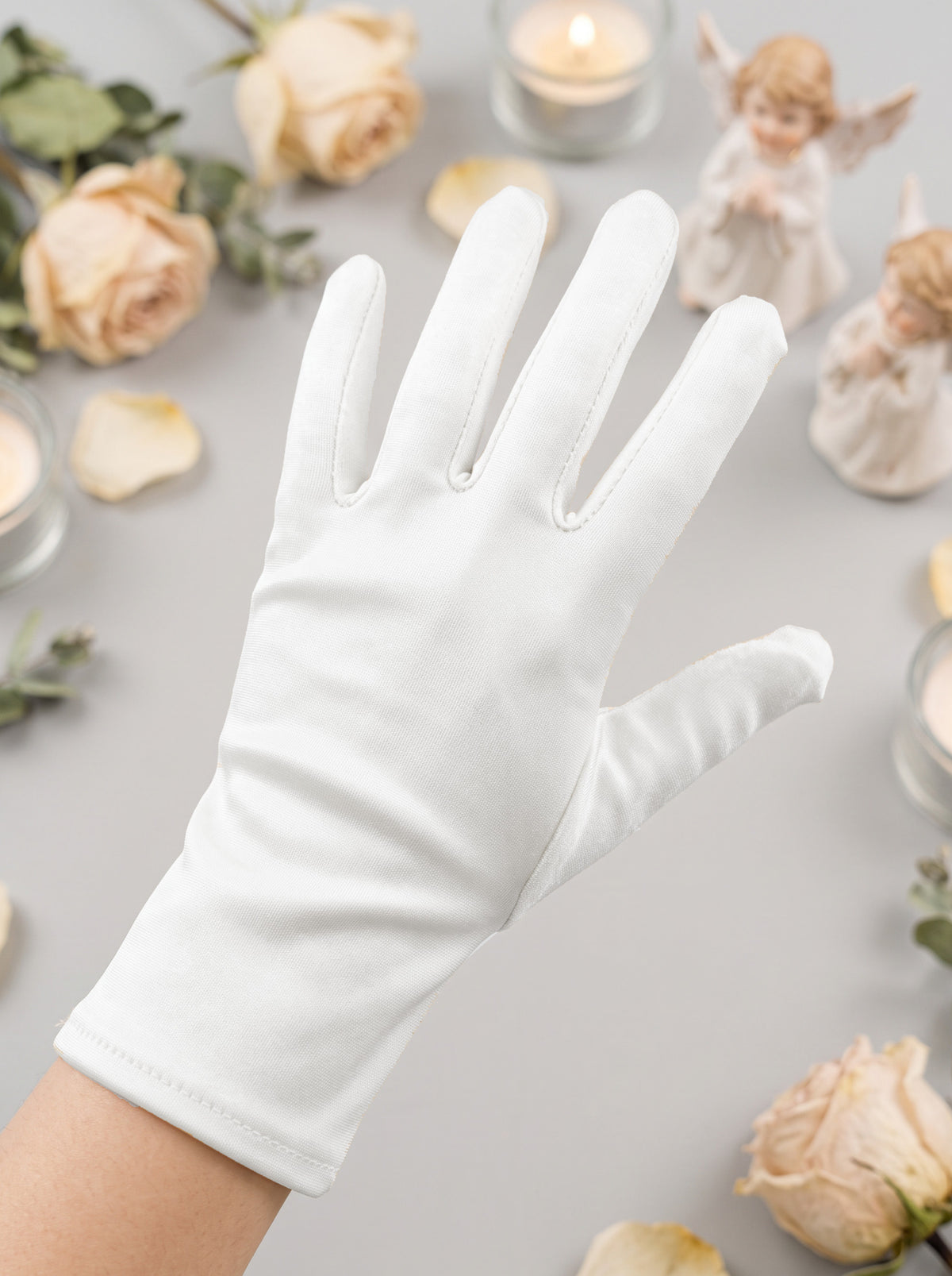 Guantes Primera Comunión Licra Liso Corto