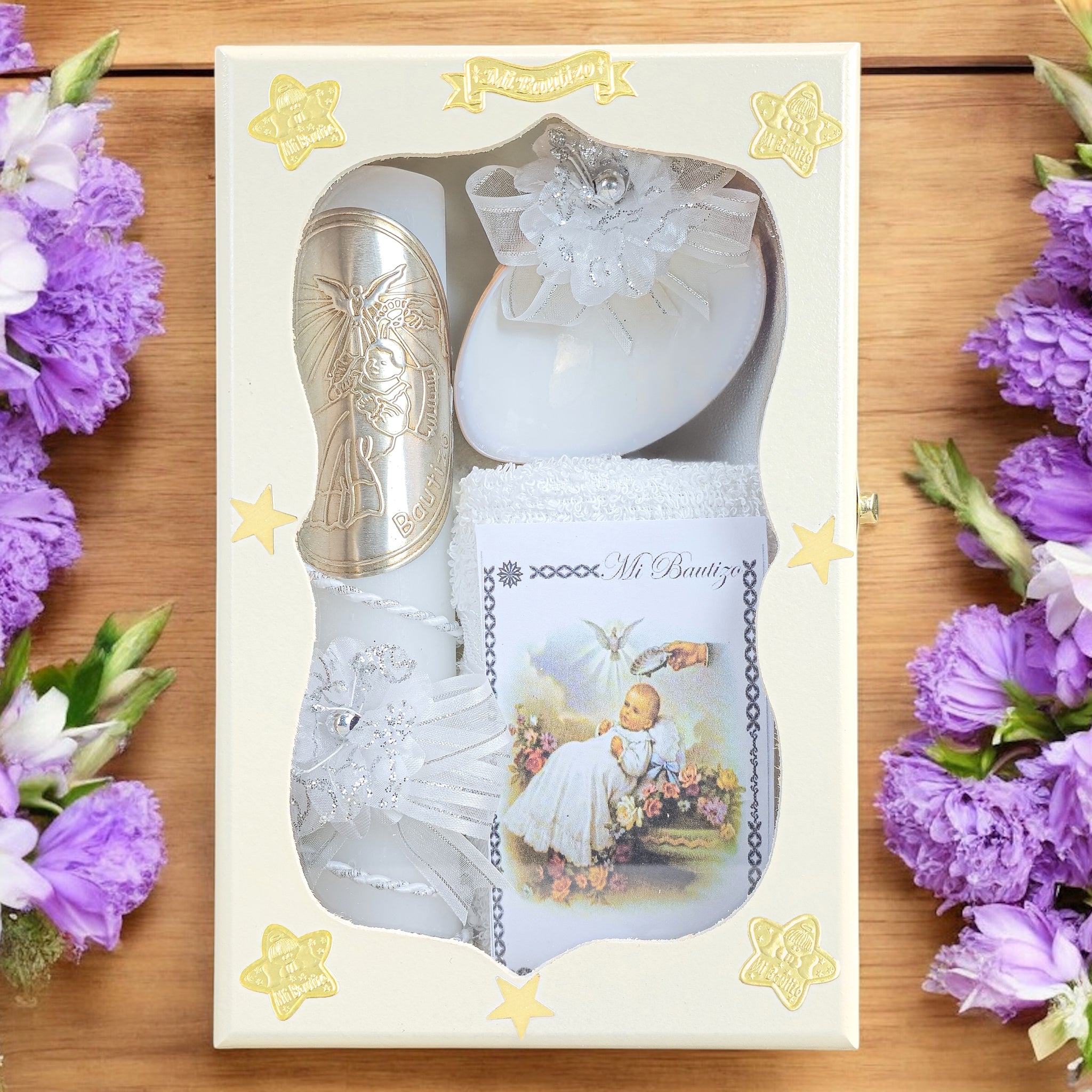 Kit de Vela Bautizo AMB-02 Madera Amarilla