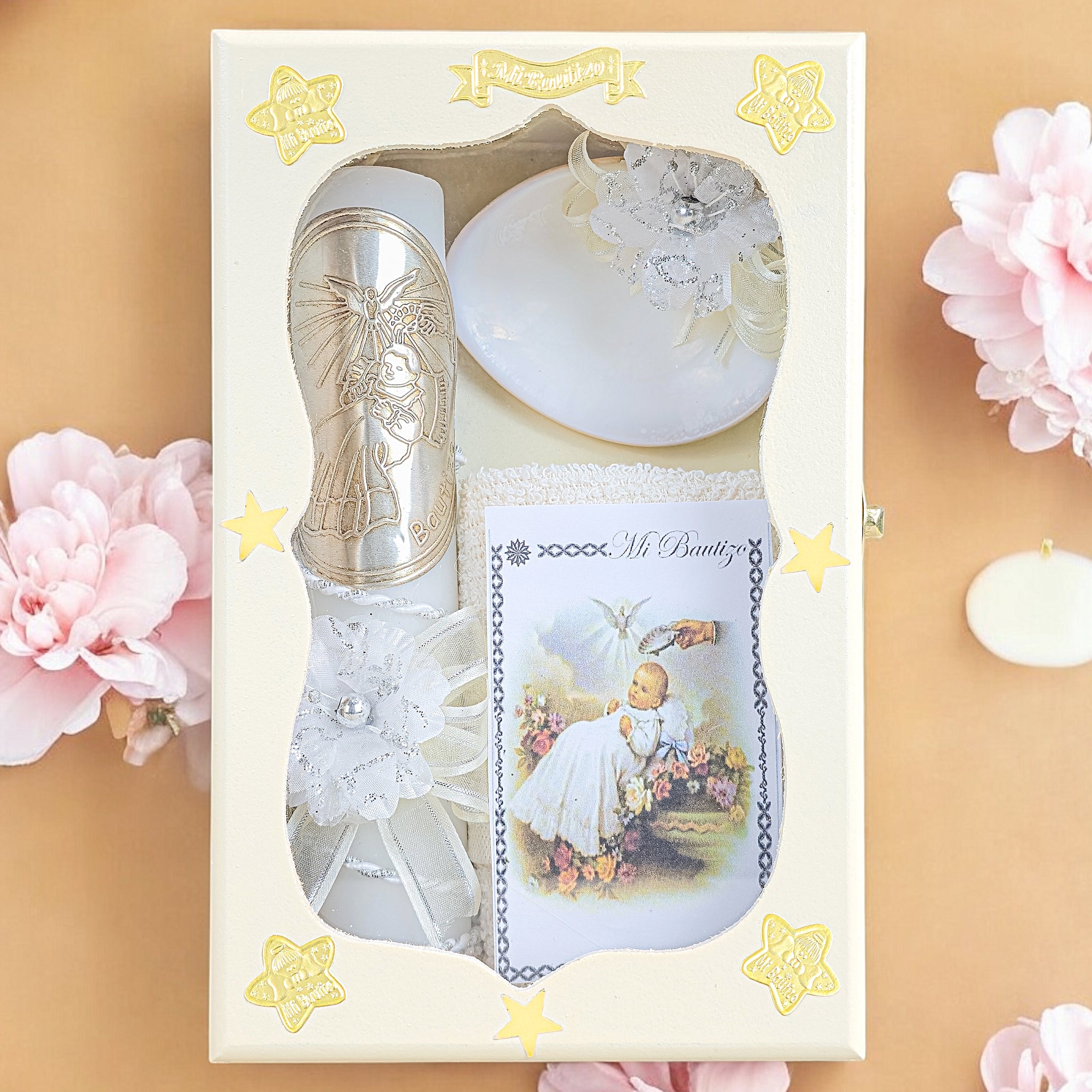 Kit de Vela Bautizo AMB-02 Madera Amarilla