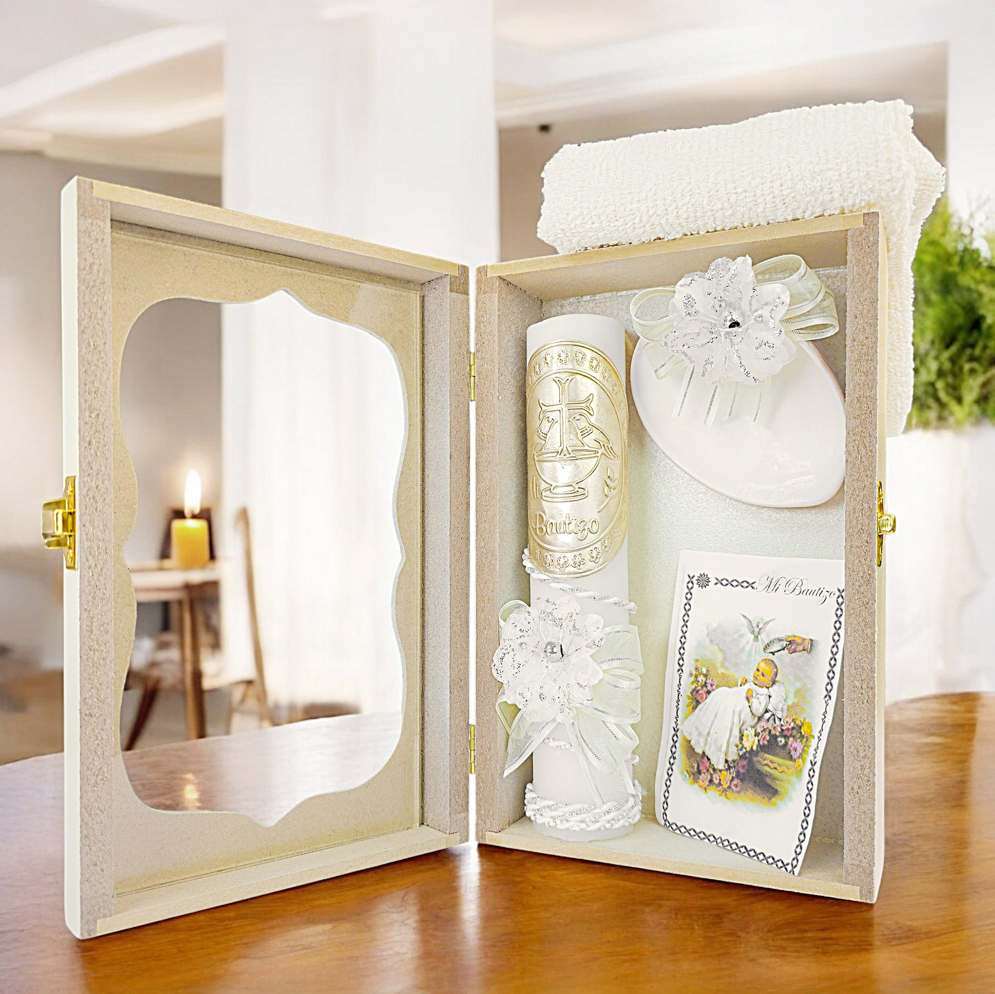 Kit de Vela Bautizo AMB-04 Madera Amarilla