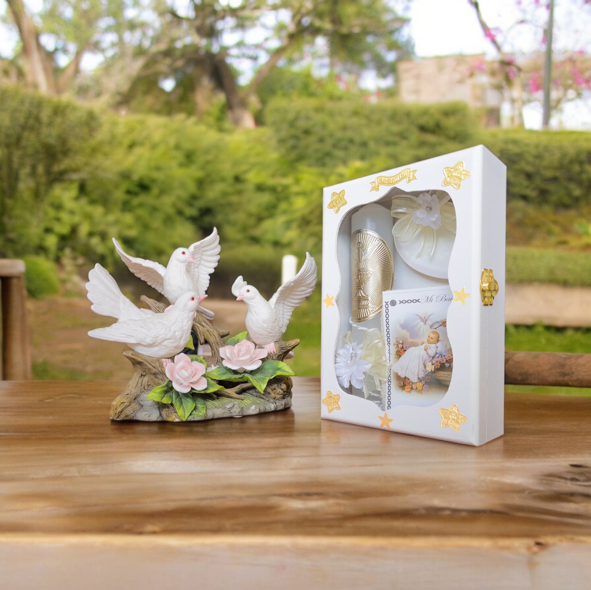 Kit de Vela Bautizo GA-02 Madera Blanca