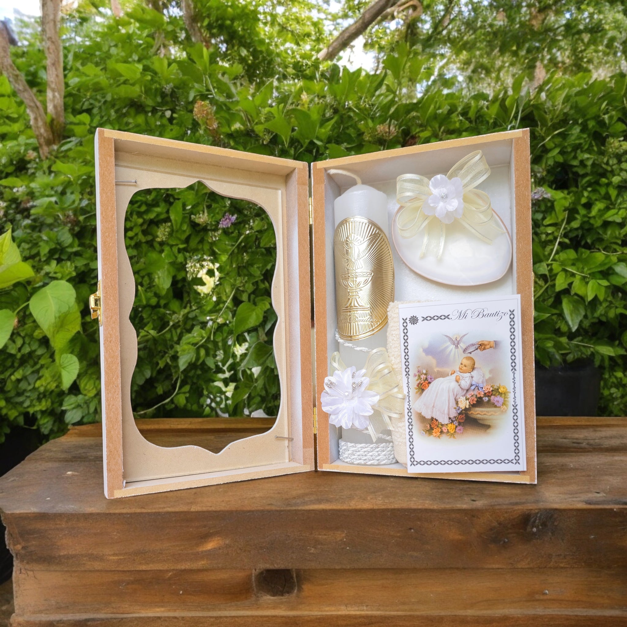 Kit de Vela Bautizo GA-02 Madera Blanca