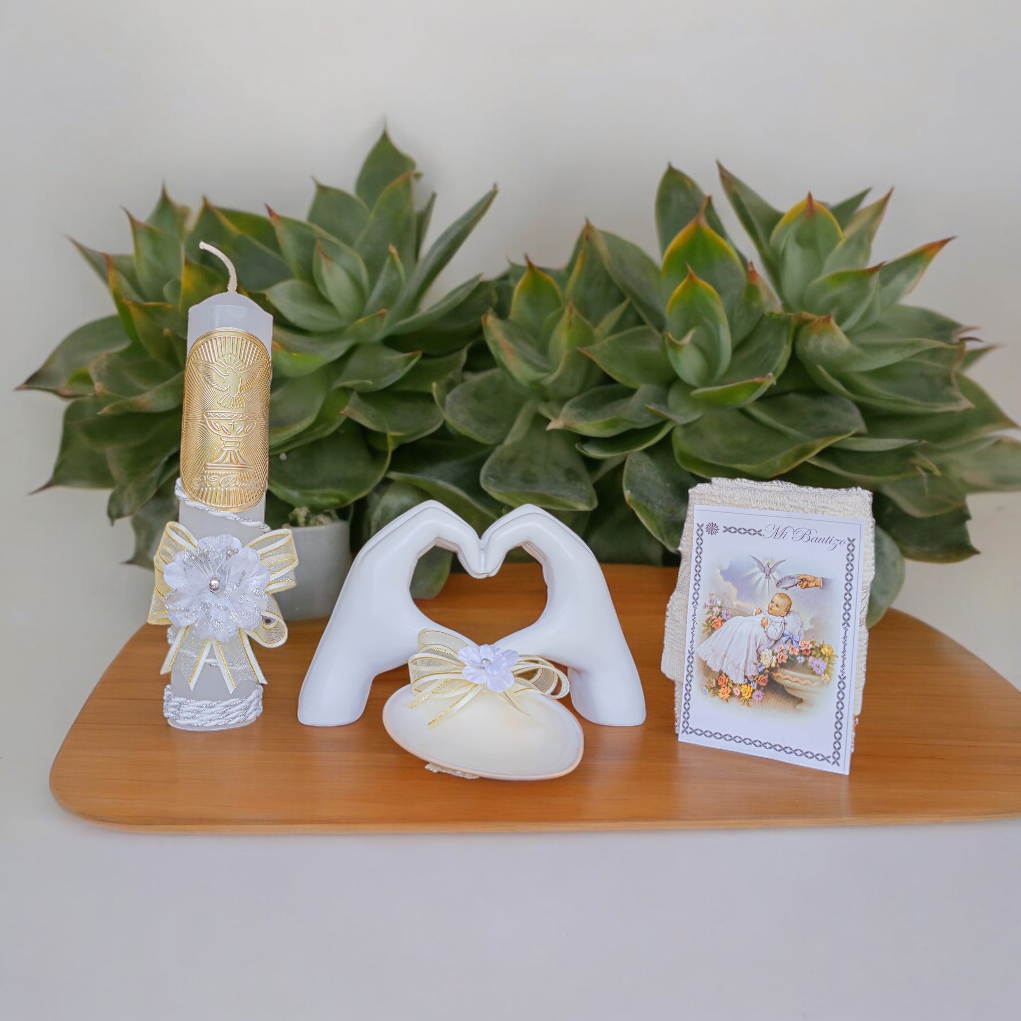 Kit de Vela Bautizo GA-02 Madera Blanca