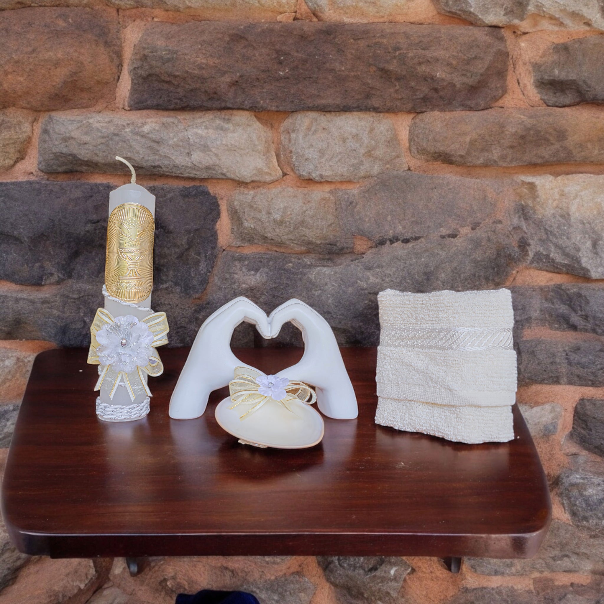 Kit de Vela Bautizo GA-02 Madera Blanca