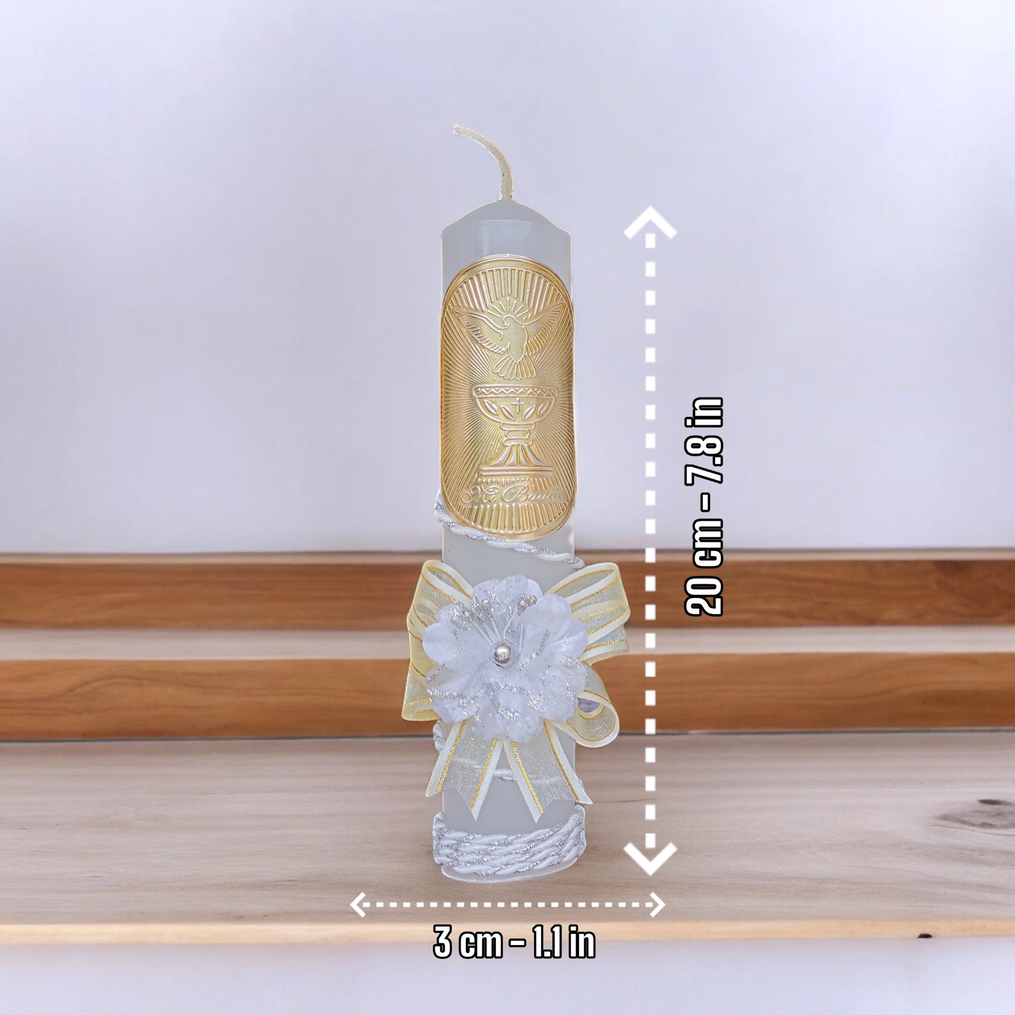 Kit de Vela Bautizo GA-02 Madera Blanca