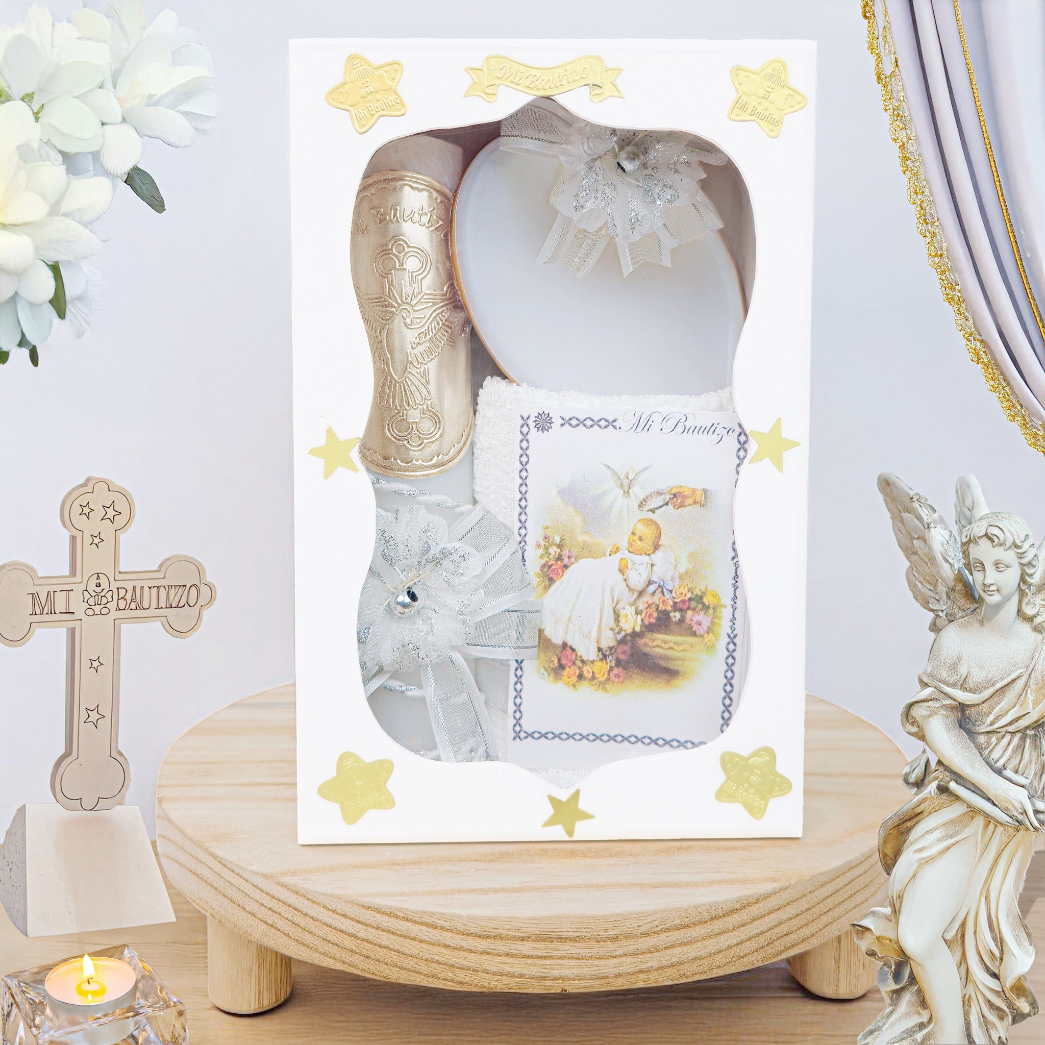 Kit de Vela Bautizo GA-03 Madera Blanca