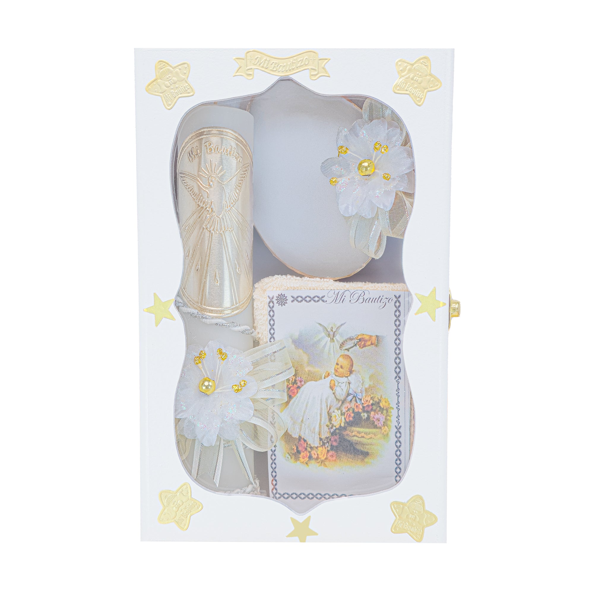 Kit de Vela Bautizo GA-04 Madera Blanca