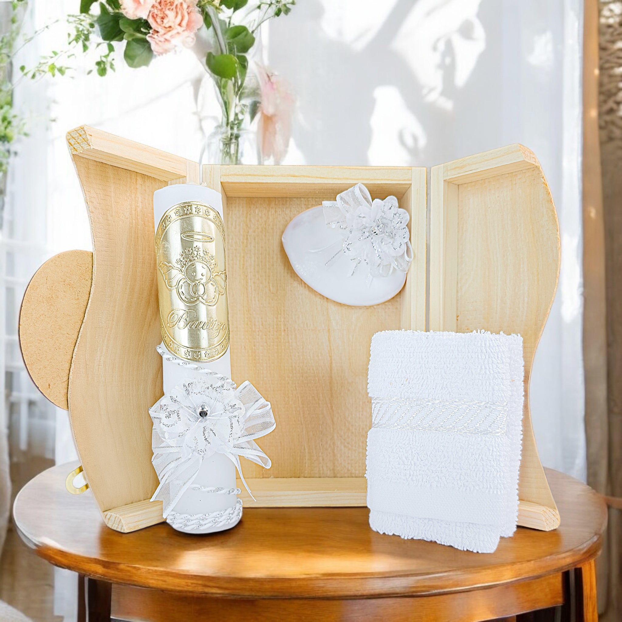 Kit de Vela Bautizo GBA-02 Madera Clara