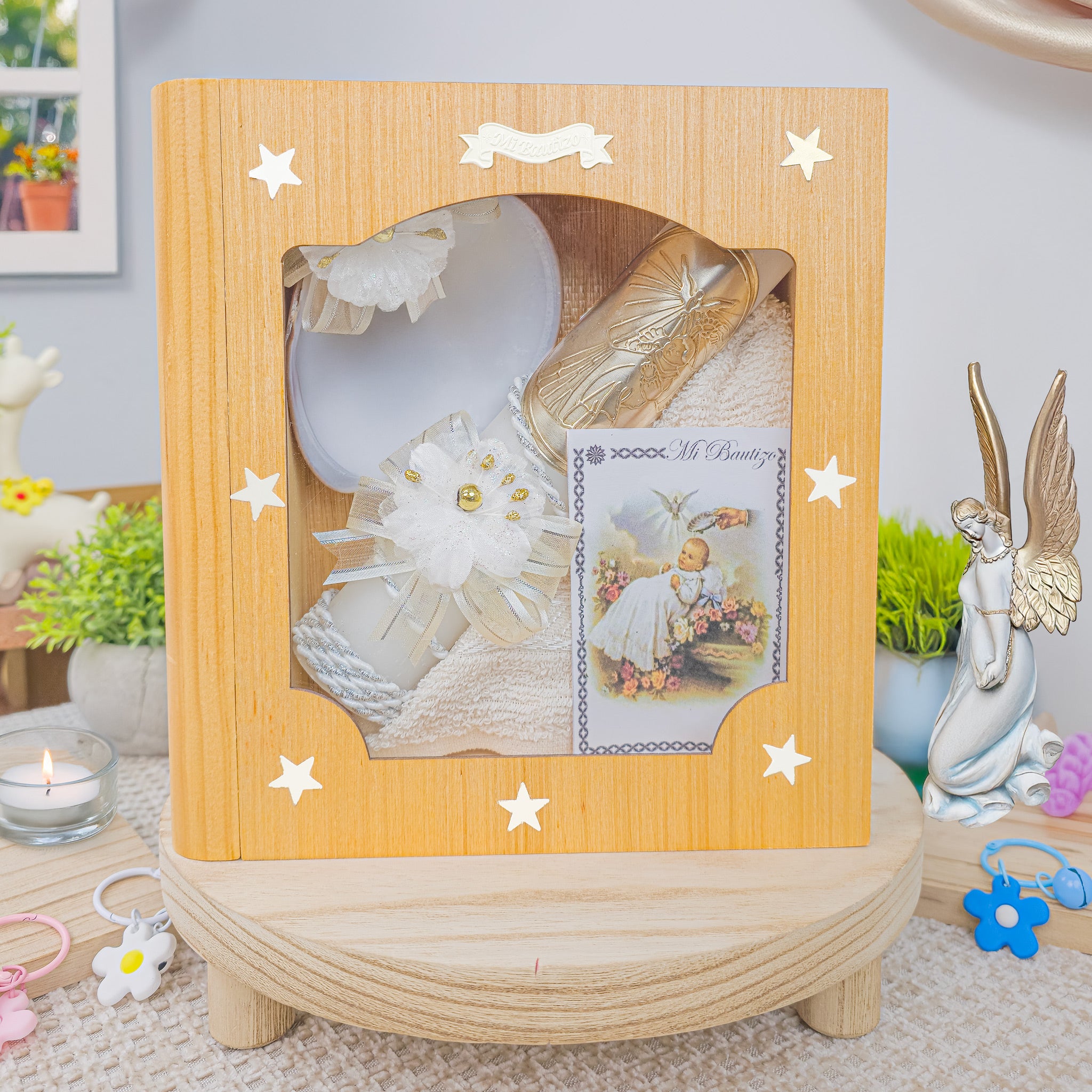 Kit de Vela Bautizo LIB-01 Madera Clara