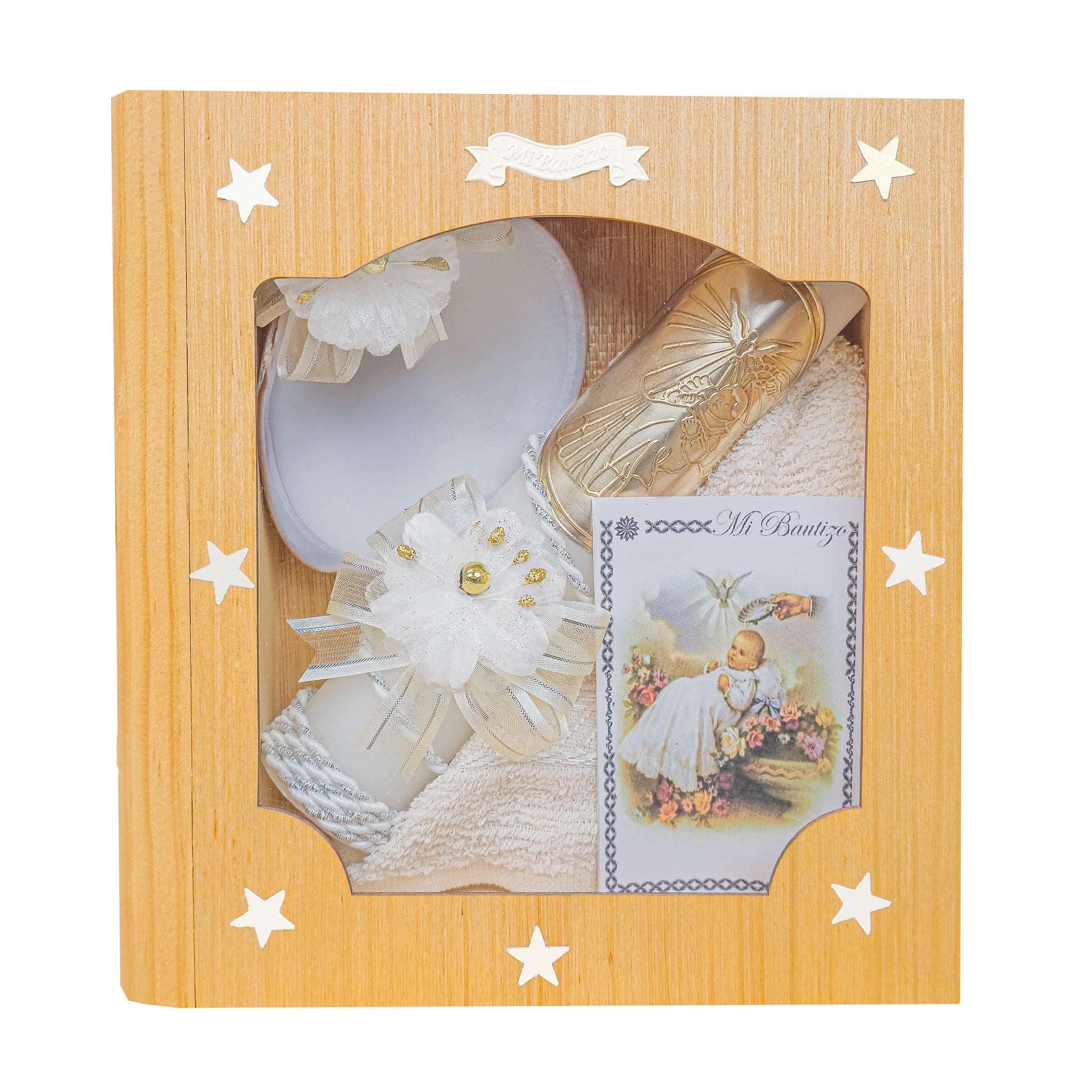 Kit de Vela Bautizo LIB-01 Madera Clara