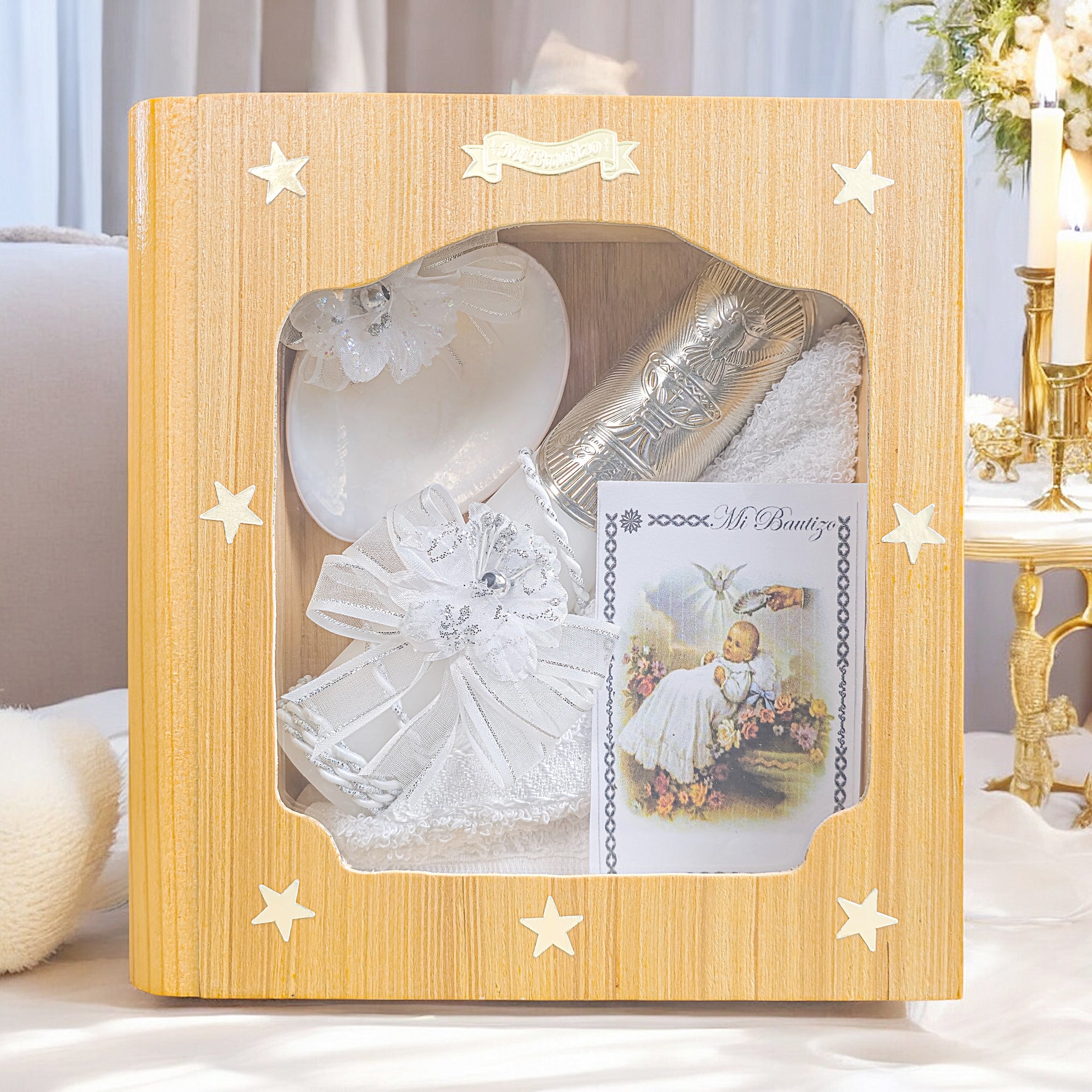 Kit de Vela Bautizo LIB-02 Madera Clara