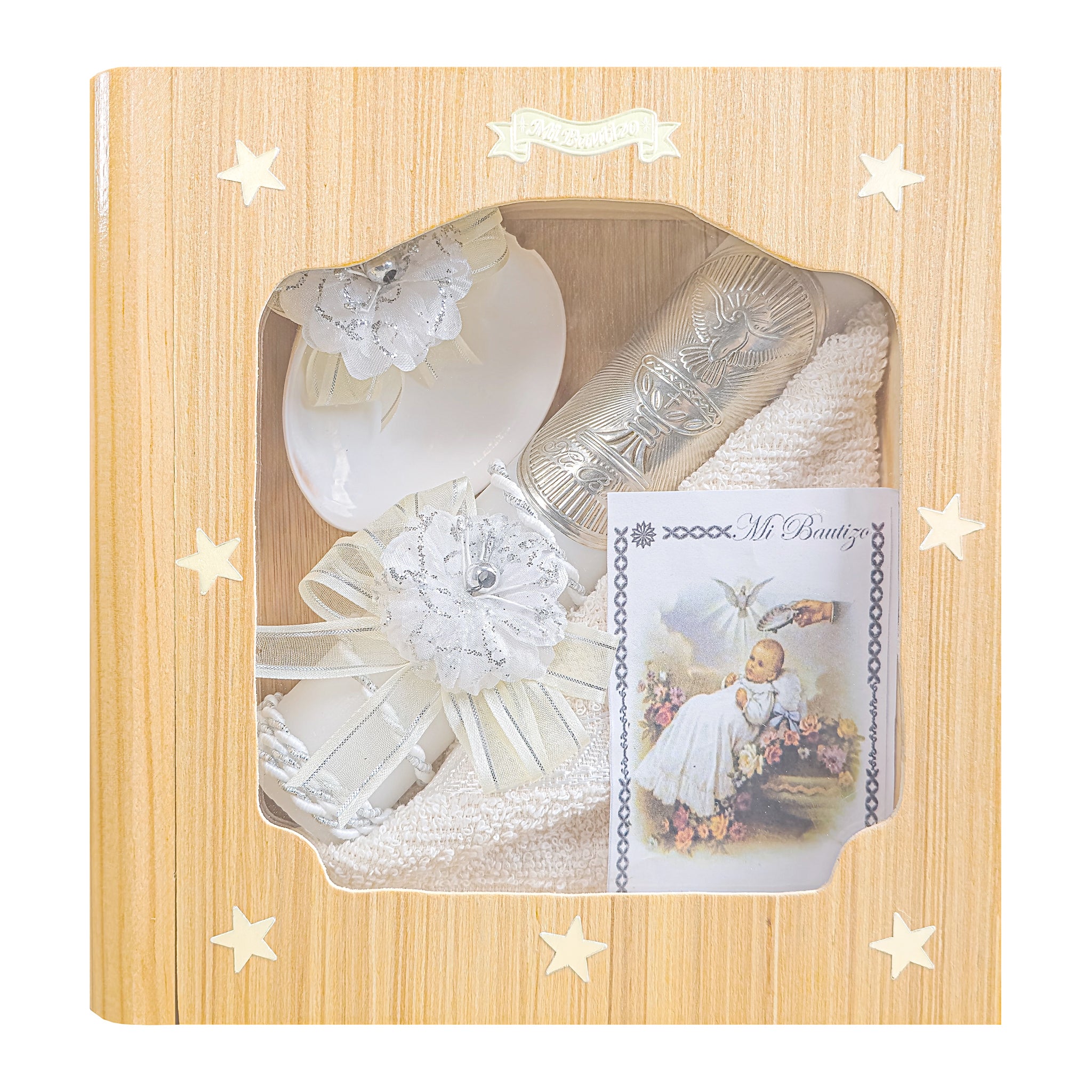 Kit de Vela Bautizo LIB-02 Madera Clara