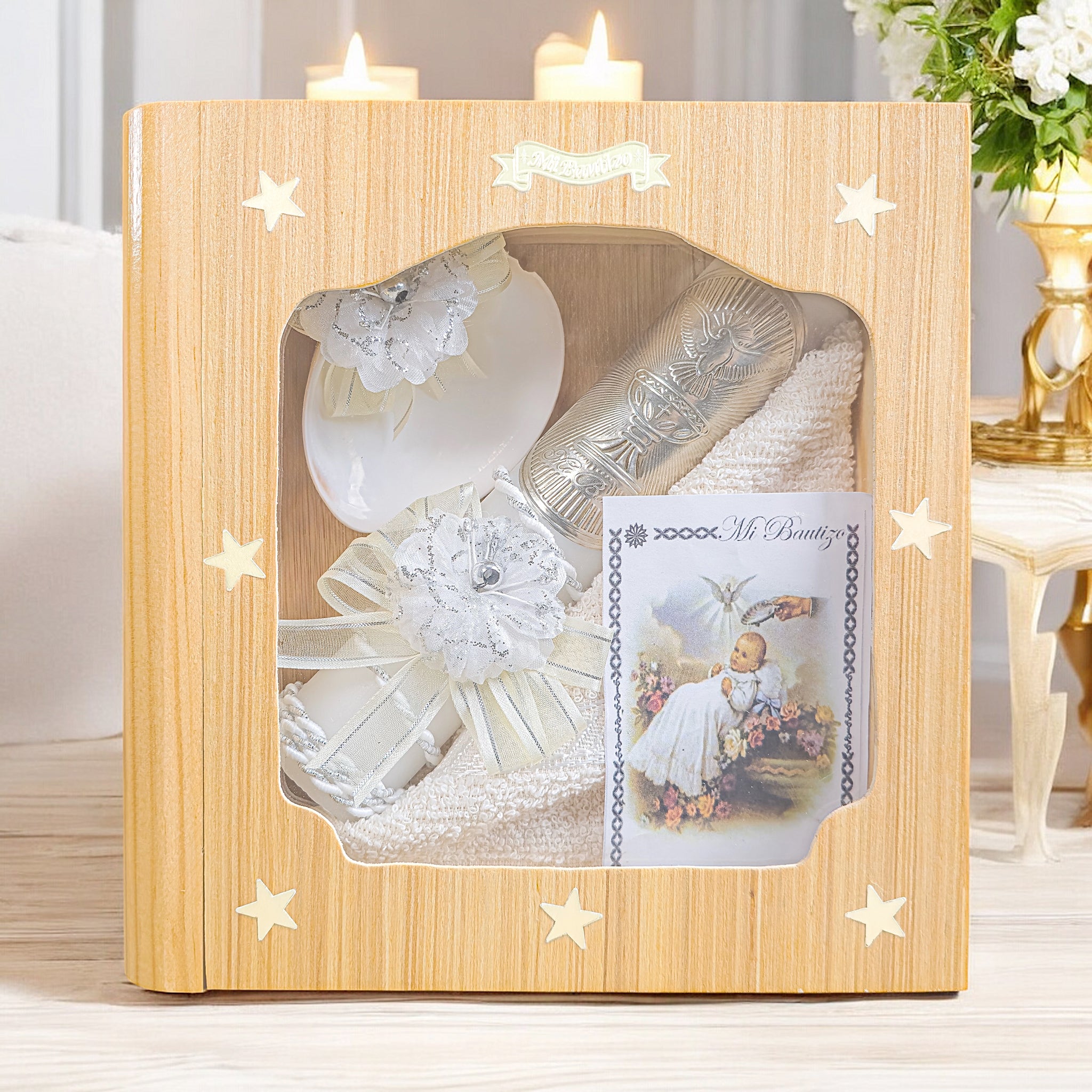 Kit de Vela Bautizo LIB-02 Madera Clara