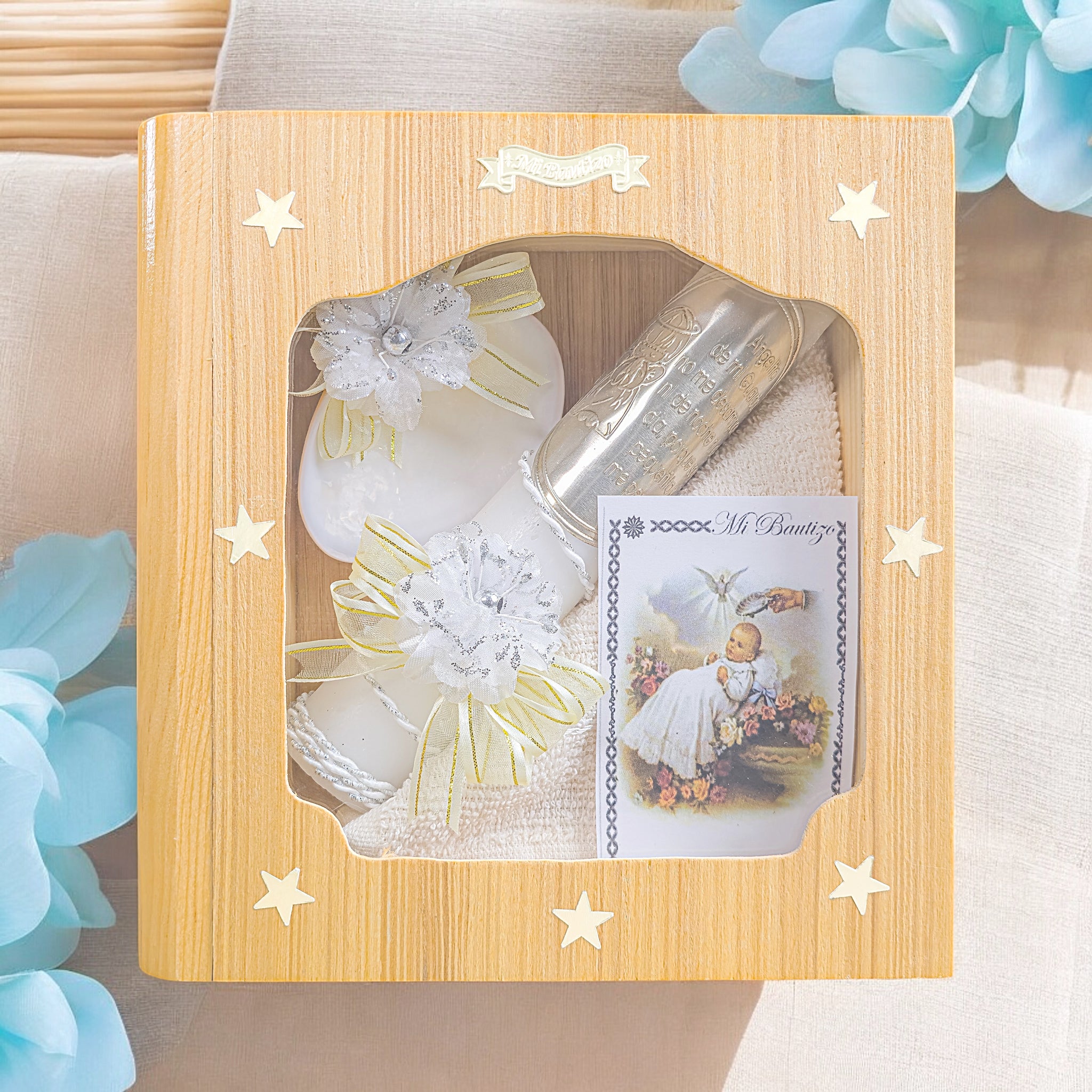Kit de Vela Bautizo LIB-03 Madera Clara