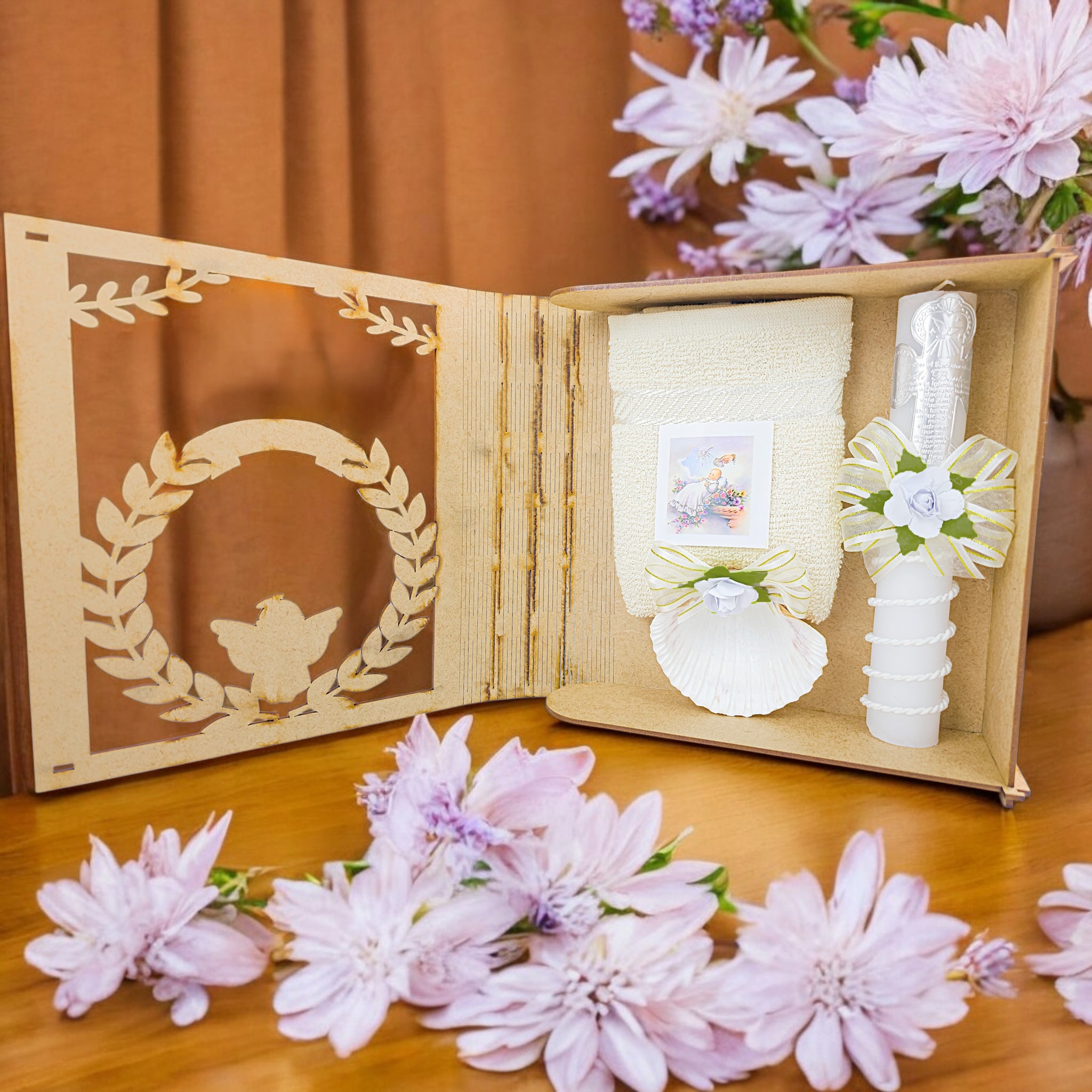 Kit de Vela Bautizo Libro Ángel Plantas