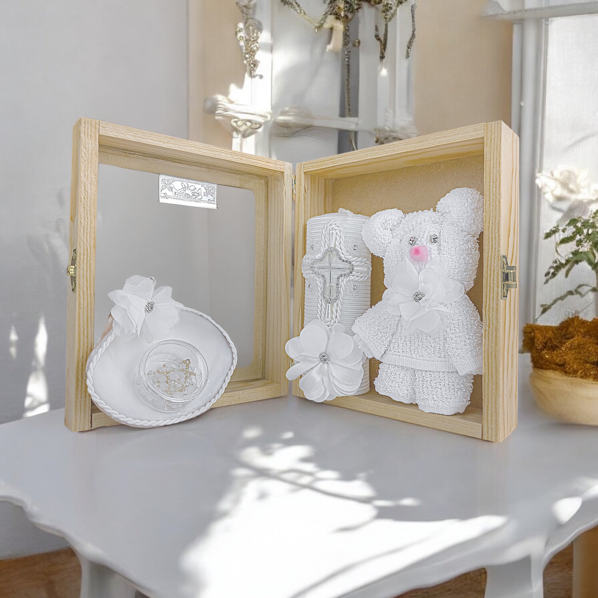 Kit de Vela Bautizo Madera Clara 120