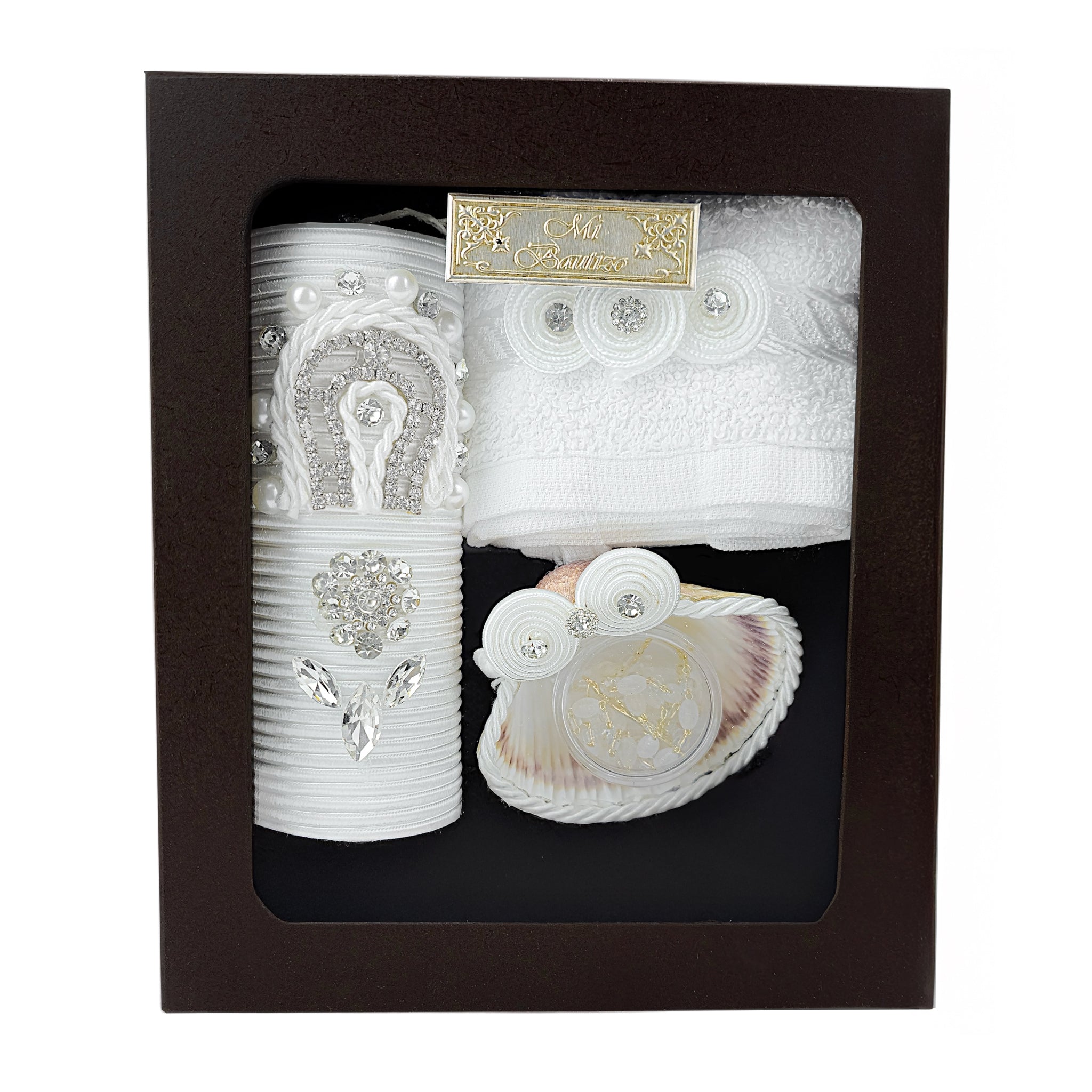 Kit de Vela Bautizo Madera Oscura 160-1