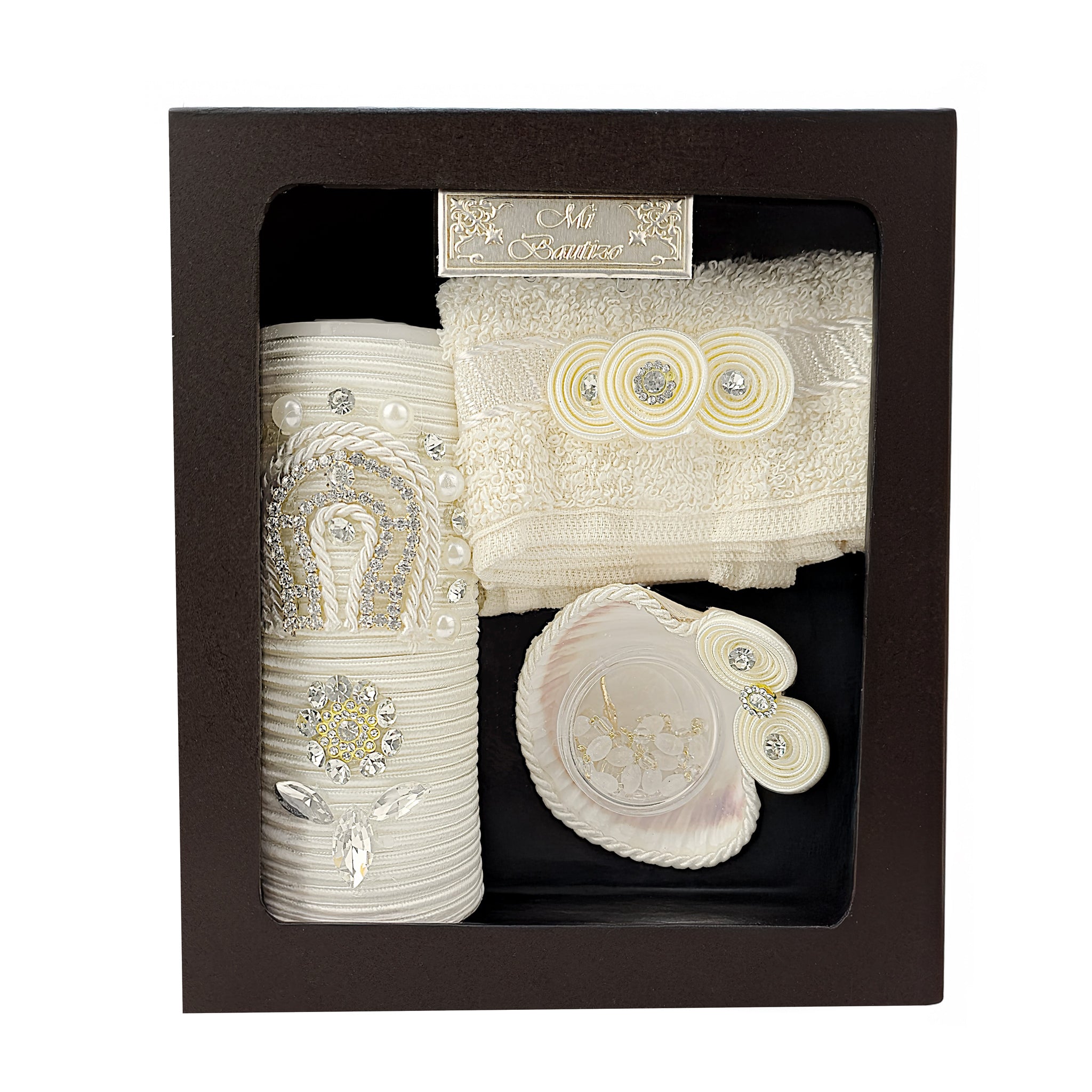 Kit de Vela Bautizo Madera Oscura 160-1