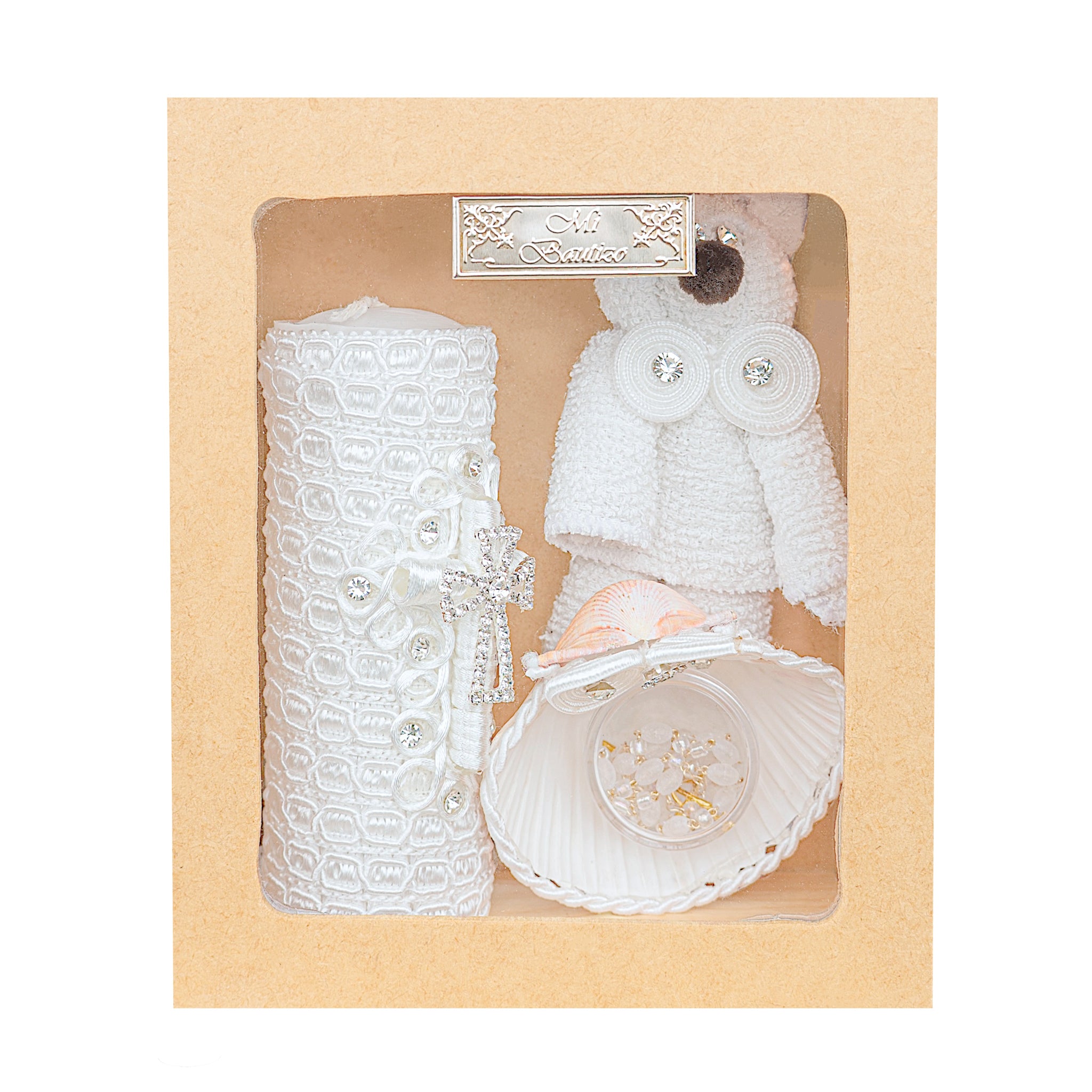 Kit de Vela Bautizo Madera Clara 130