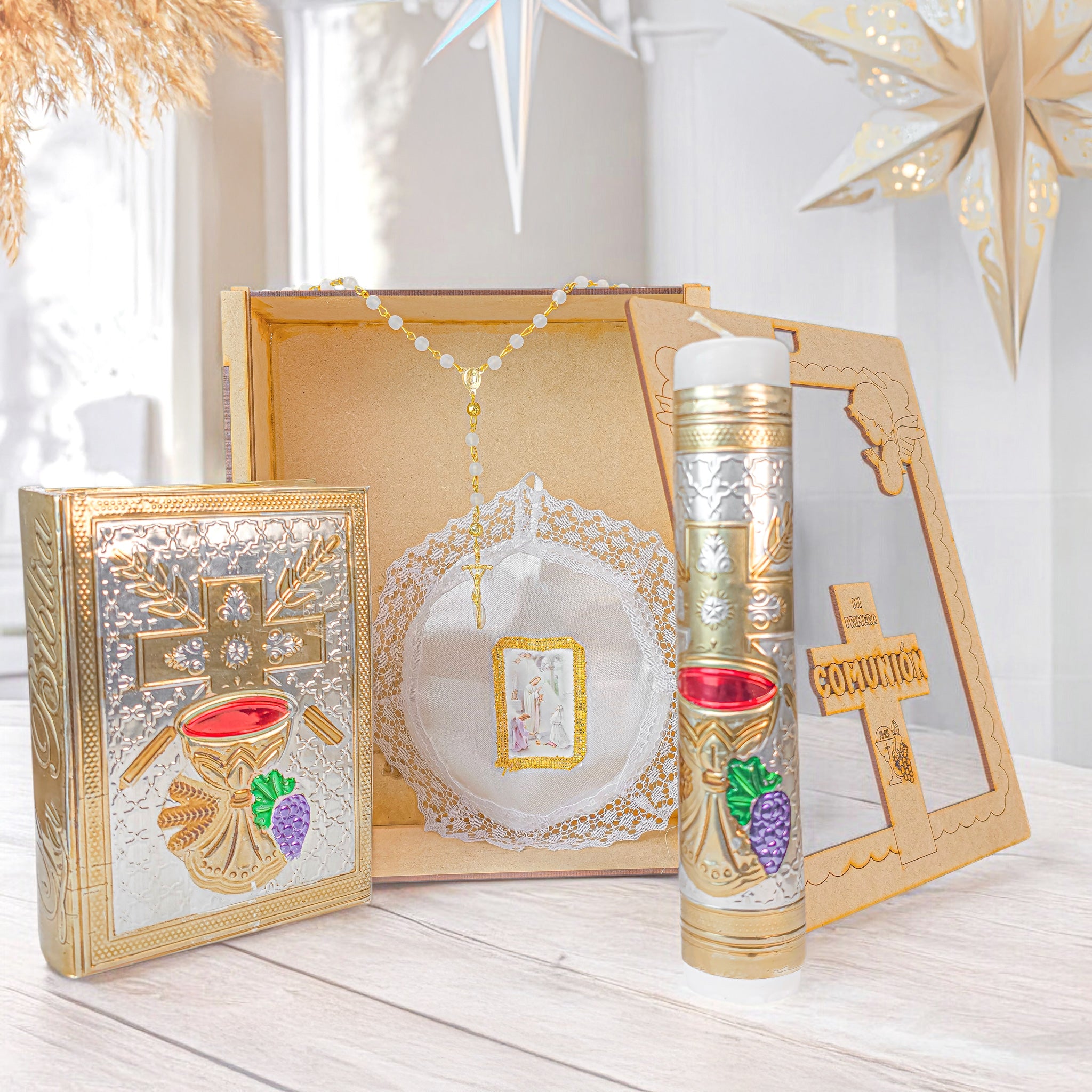 Kit de Vela Primera Comunión Caja CP Repujado Cáliz
