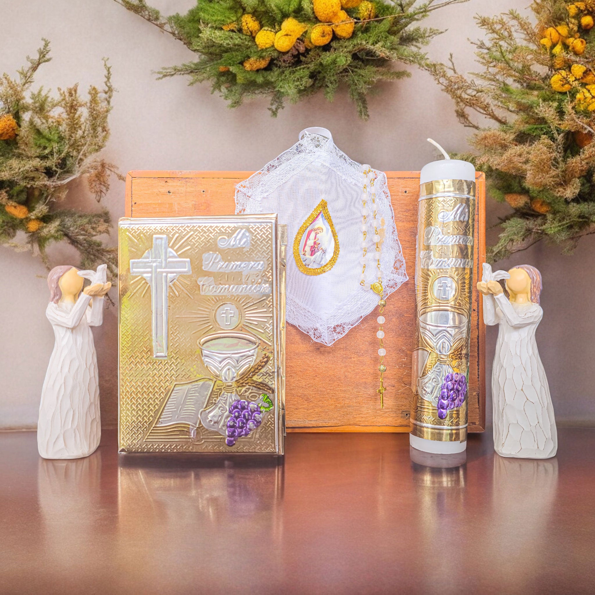 Kit de Vela Primera Comunión Caja CP Repujado Uvas