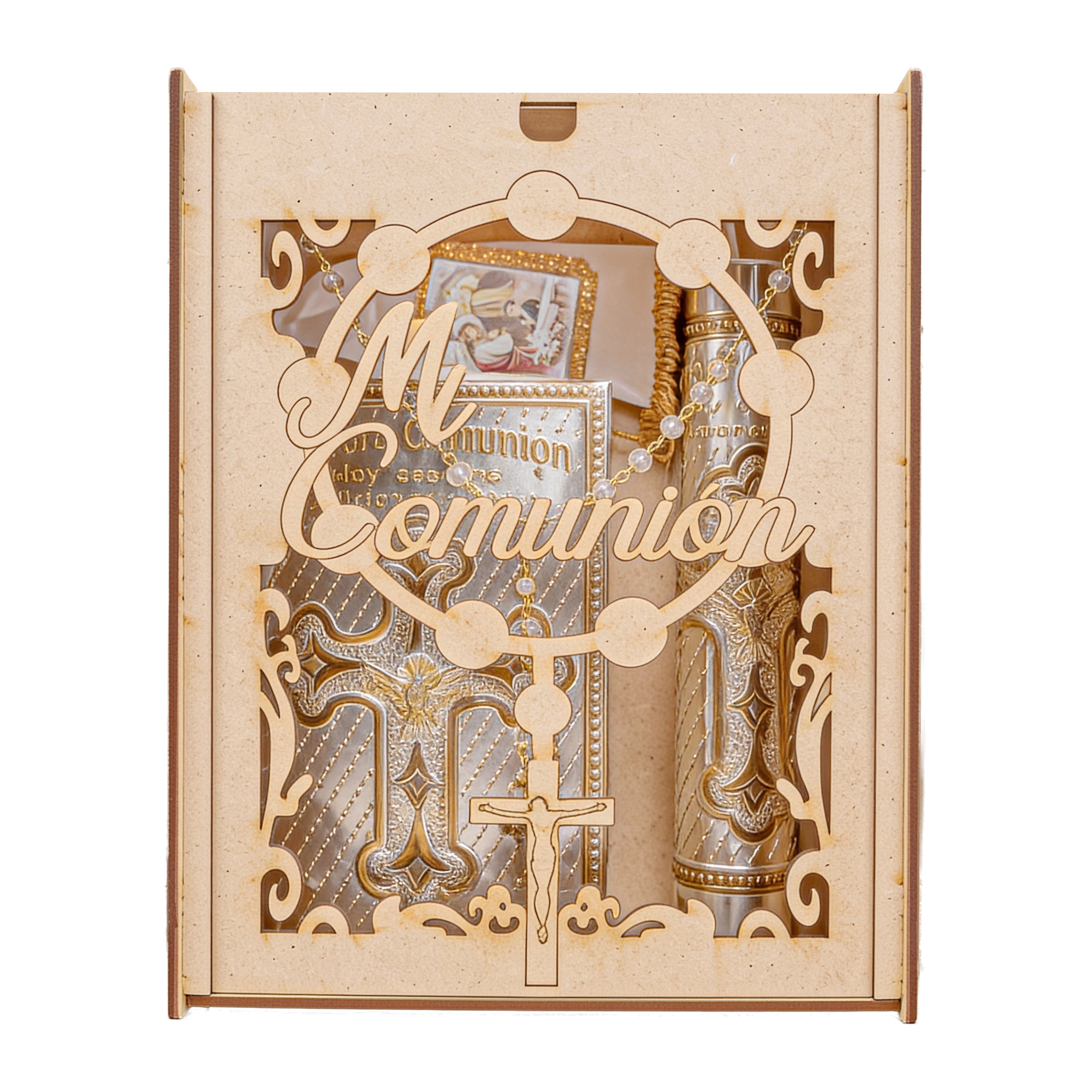 Kit de Vela Primera Comunión Caja Repujado Cruz-Paloma PC