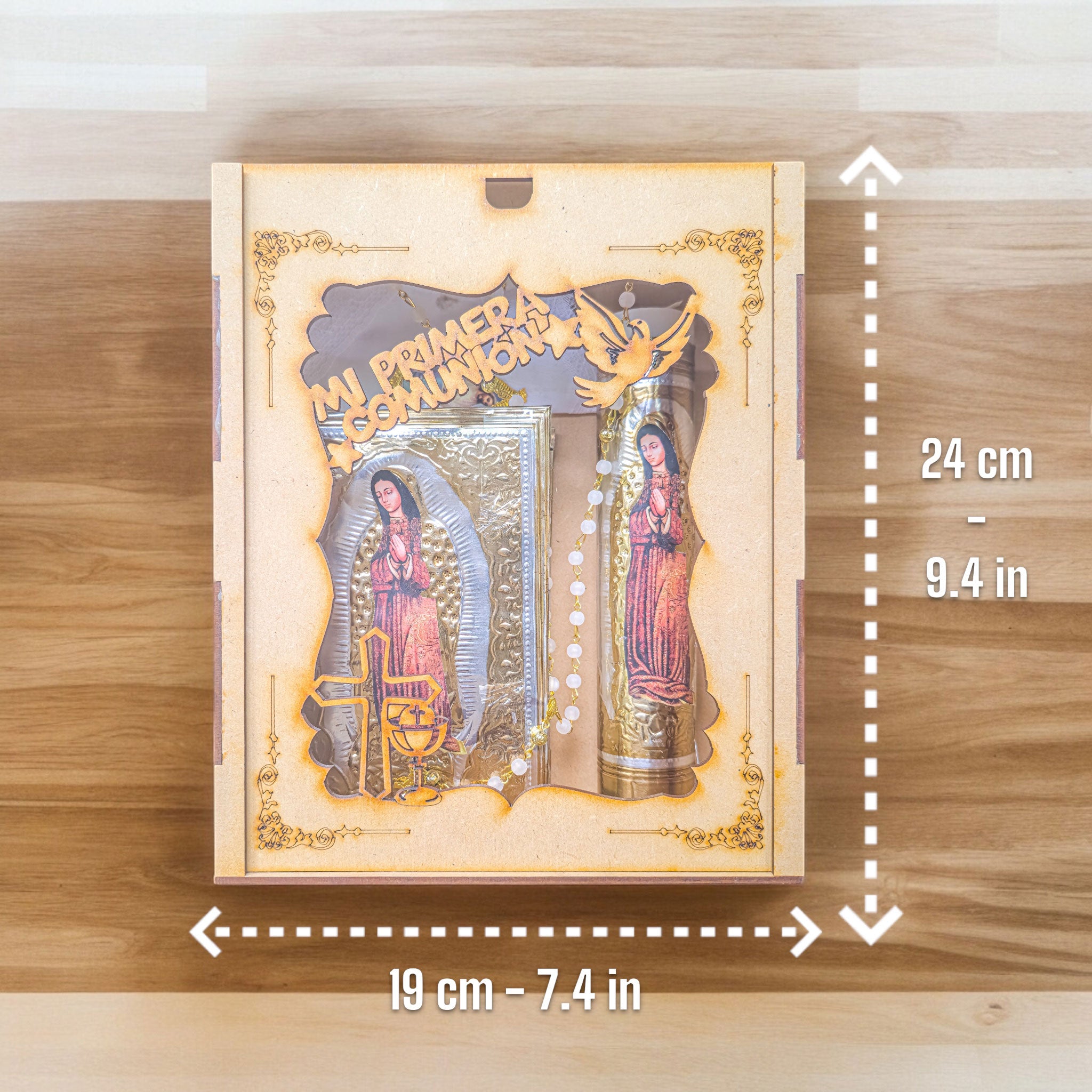 Kit de Vela Primera Comunión Caja CE Repujado Virgen Completa