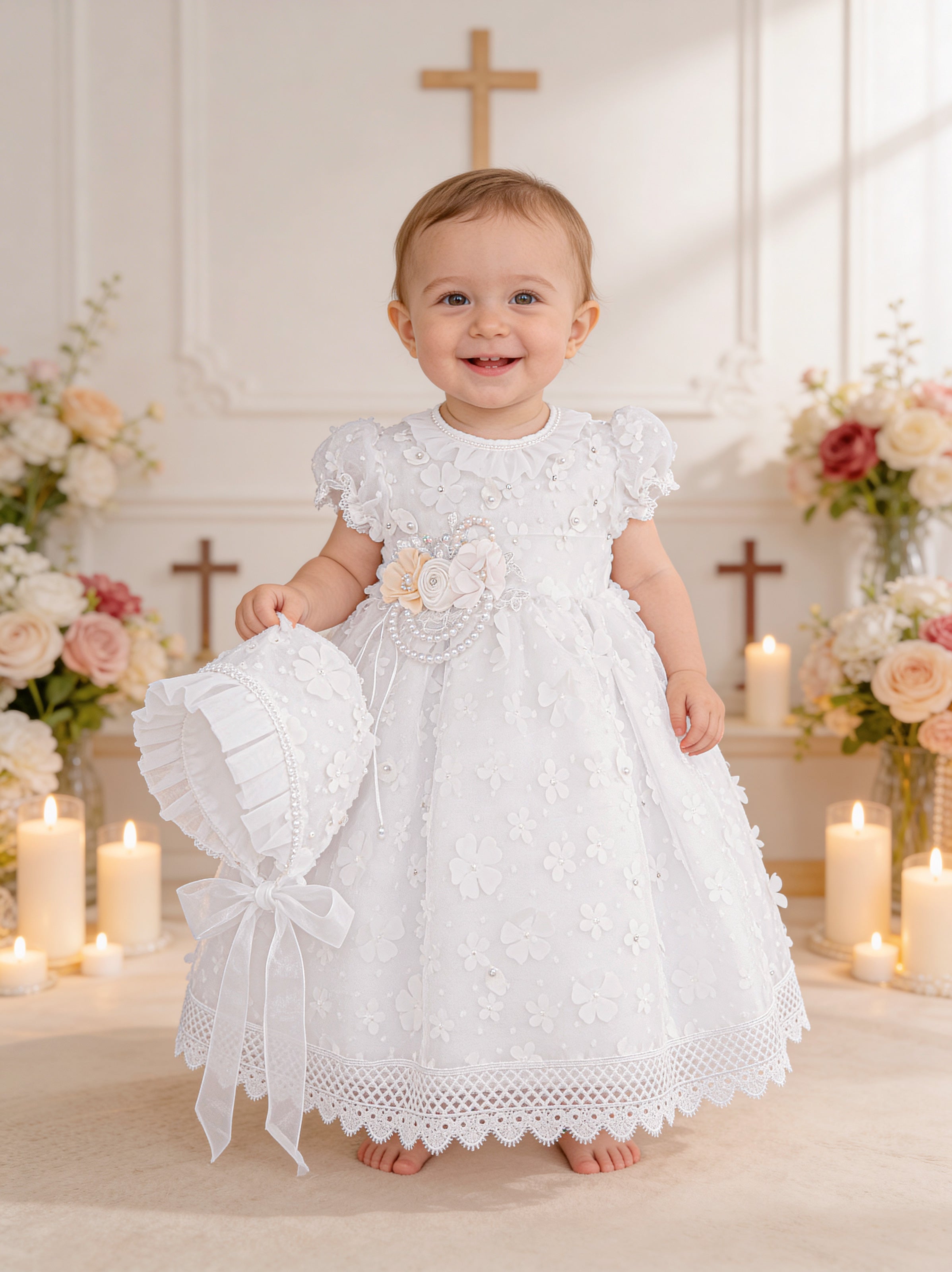 Vestido Bautizo Mini Lupita Hojitas