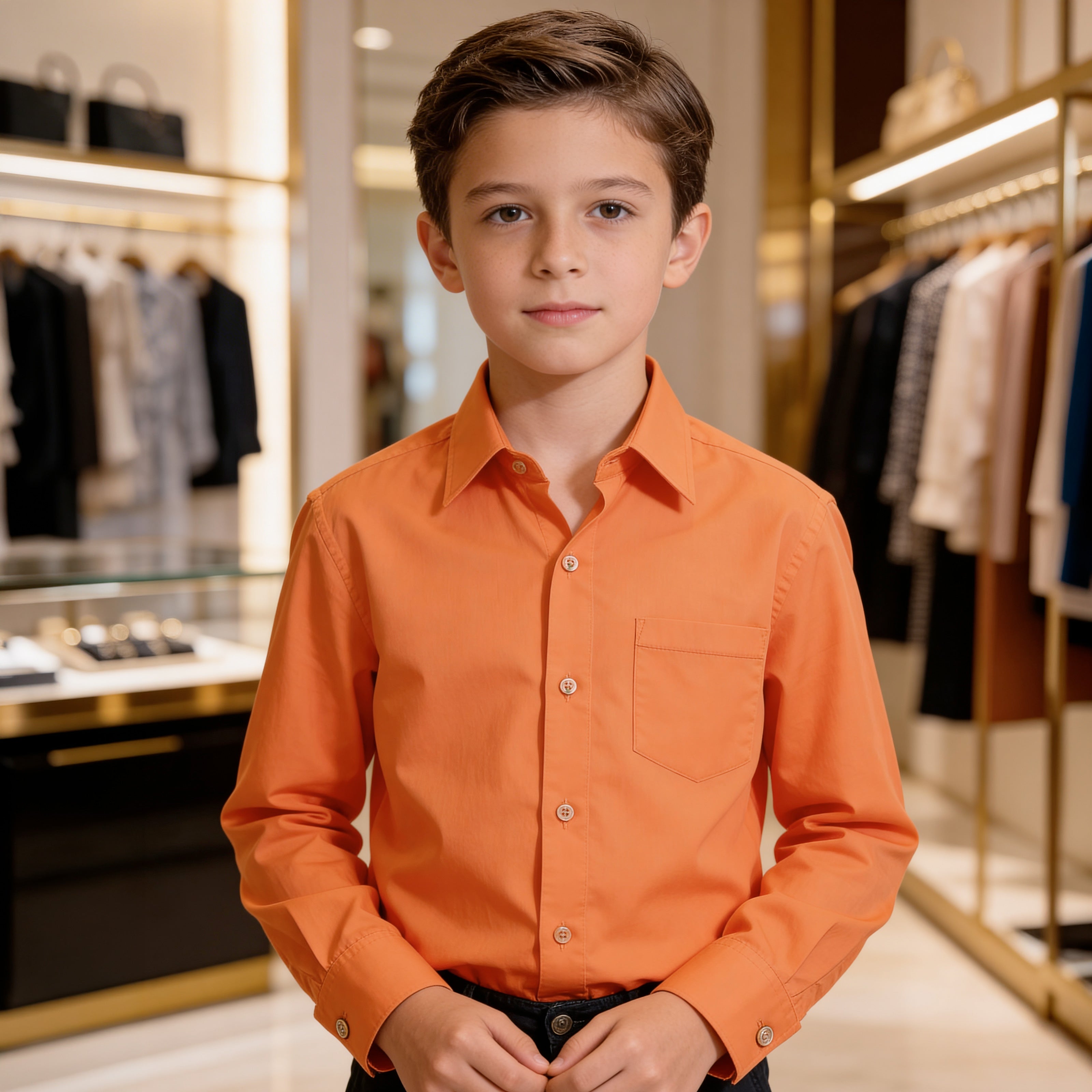 Camisa Manga Larga Naranja/Intenso