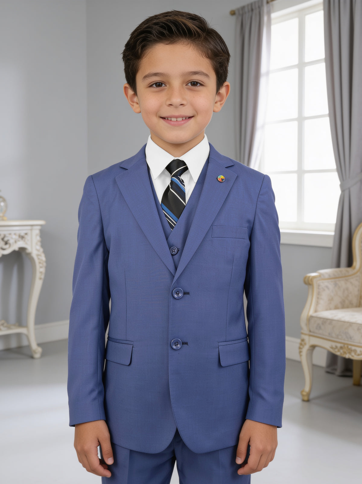 Traje juvenil Dalí azul de frente
