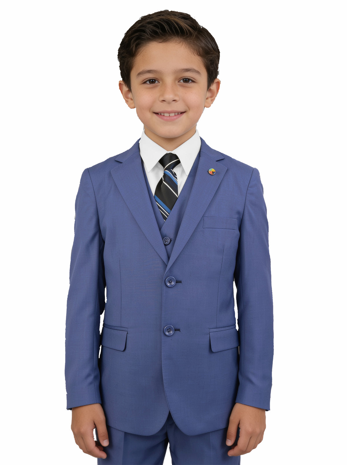 Traje juvenil Dalí azul sobre fondo blanco — AMAZON-BLANCO