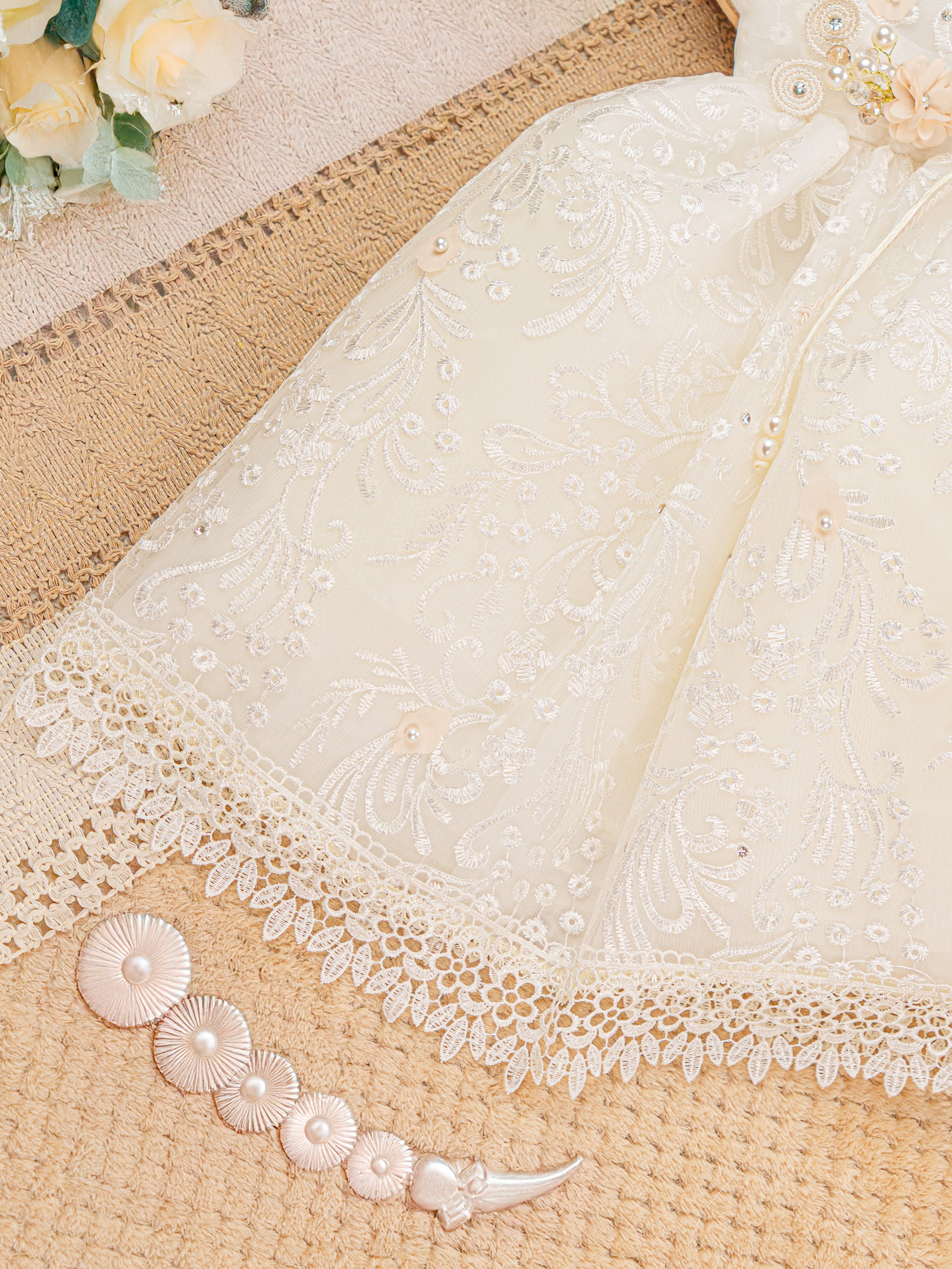 Vestido Bautizo Mini Lupita Hojitas