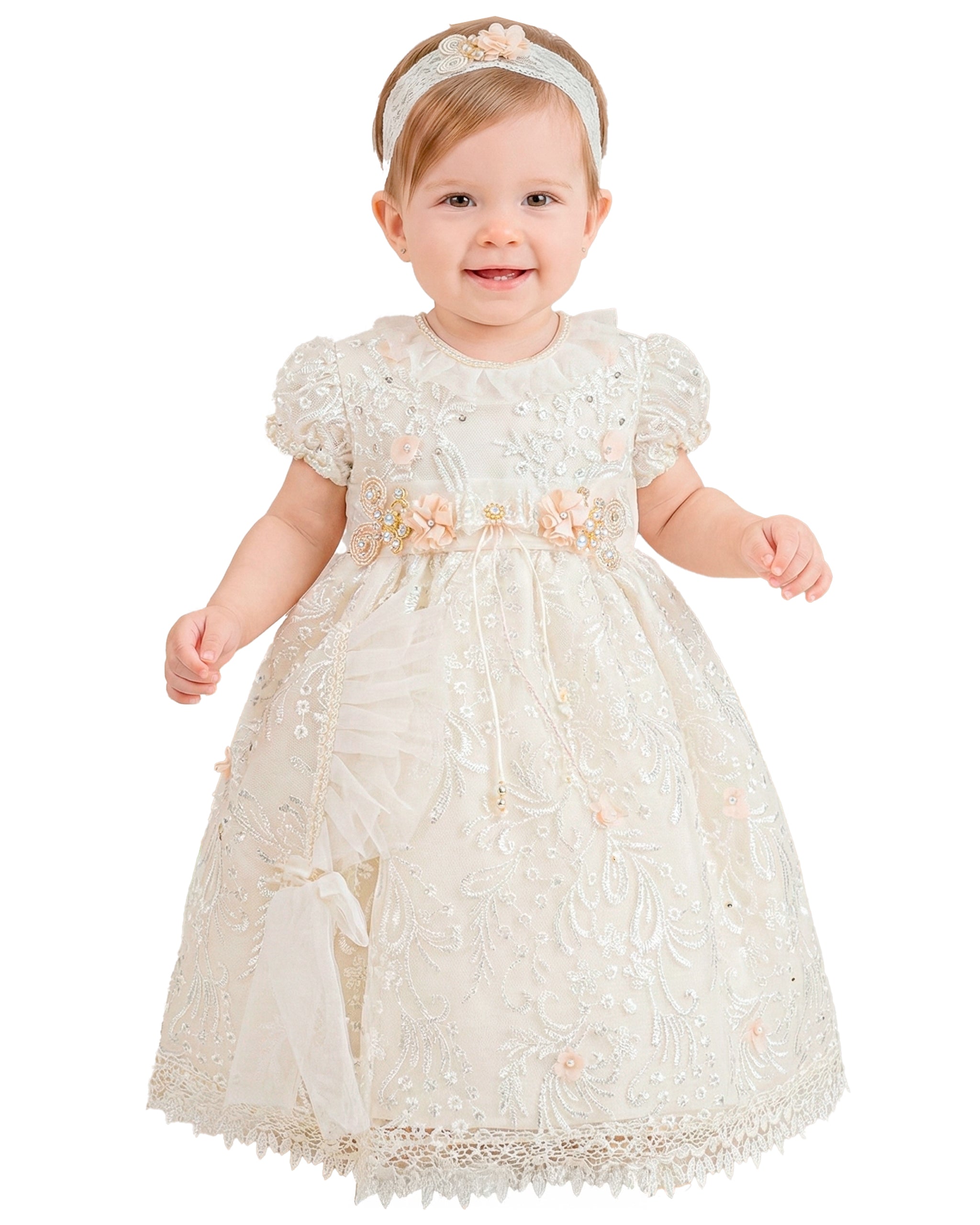 Vestido Bautizo Mini Lupita Hojitas