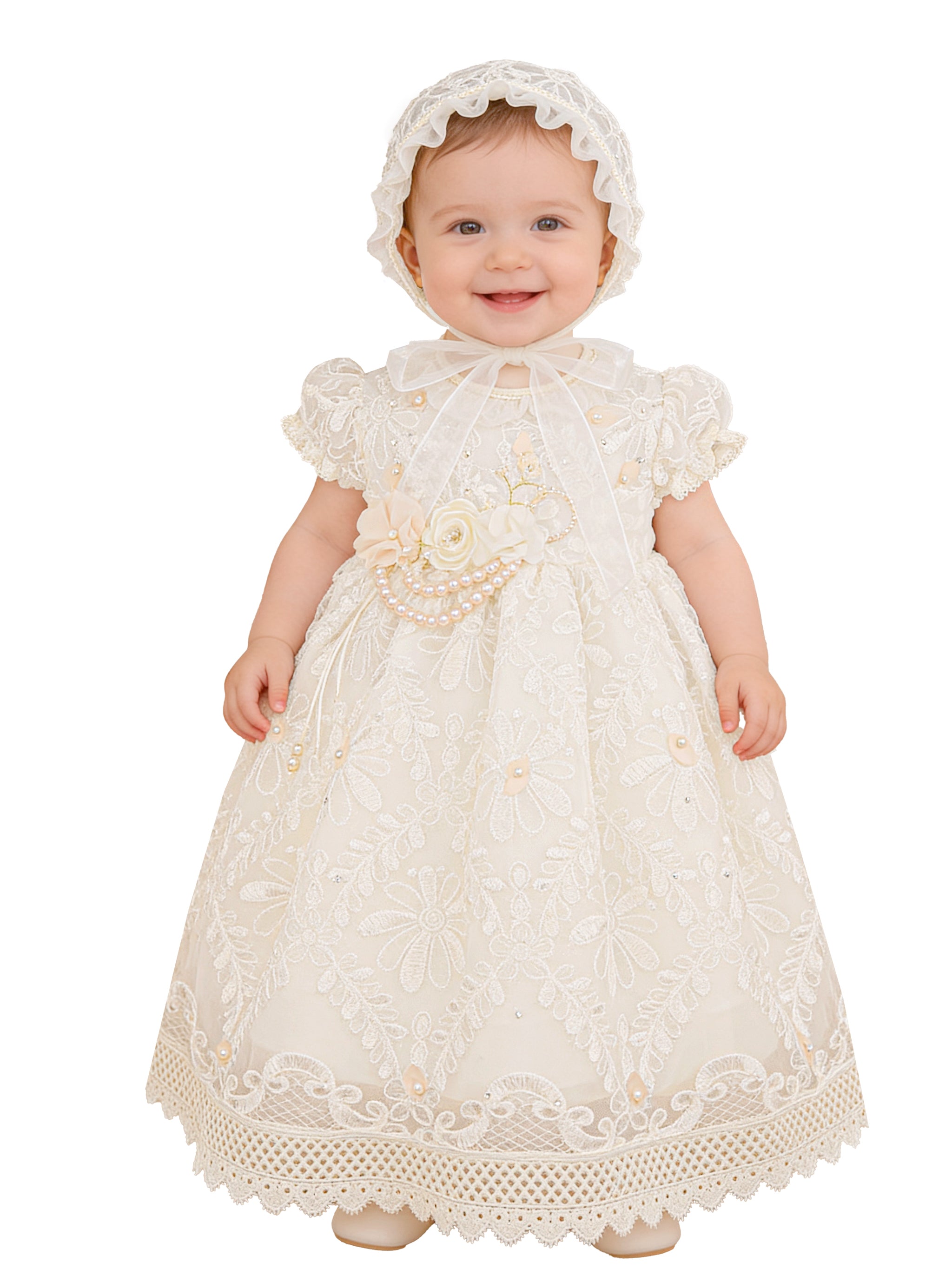 Vestido Bautizo Mini Lupita Hojitas