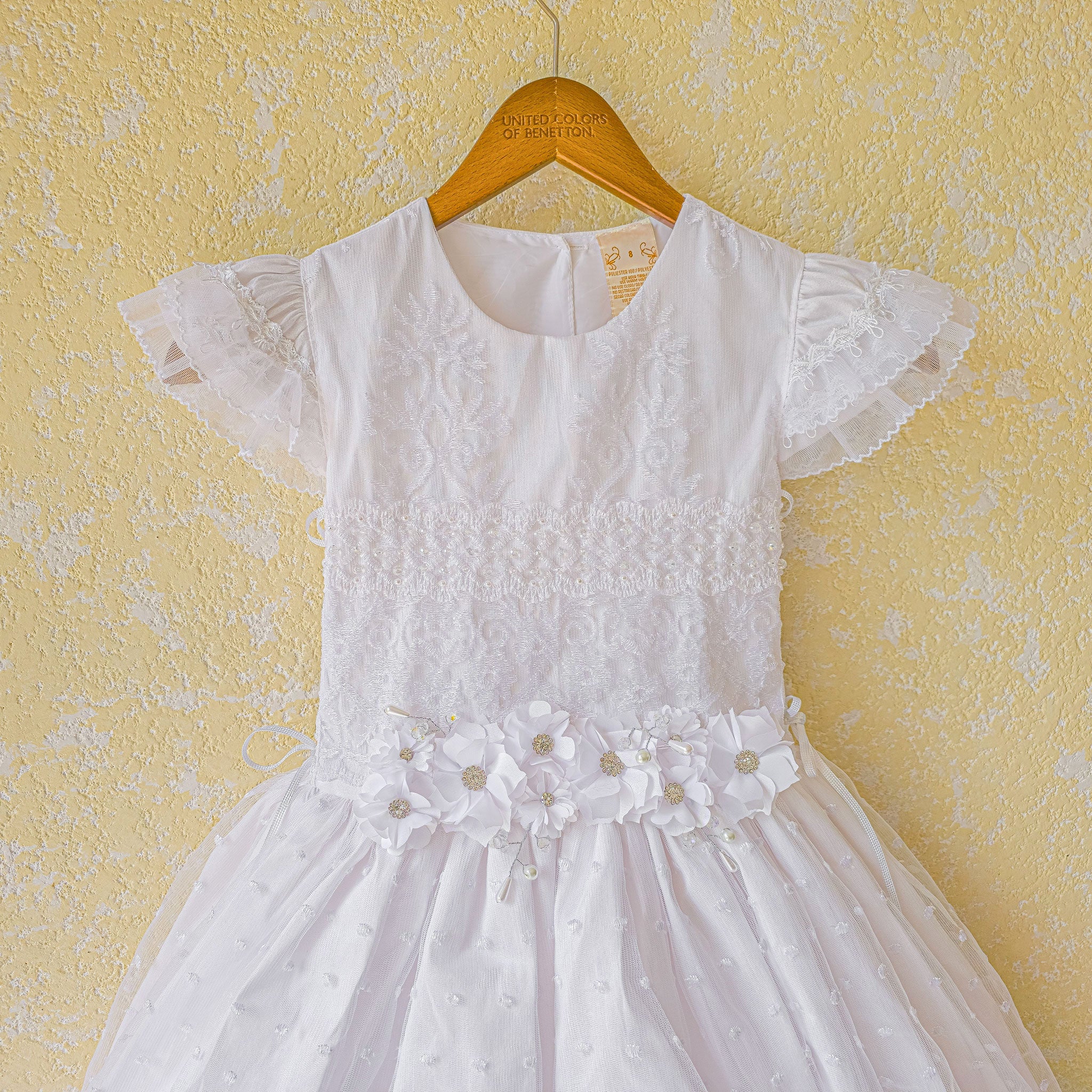 Vestido primera comunión de niña color blanco modelo brisa foto 3