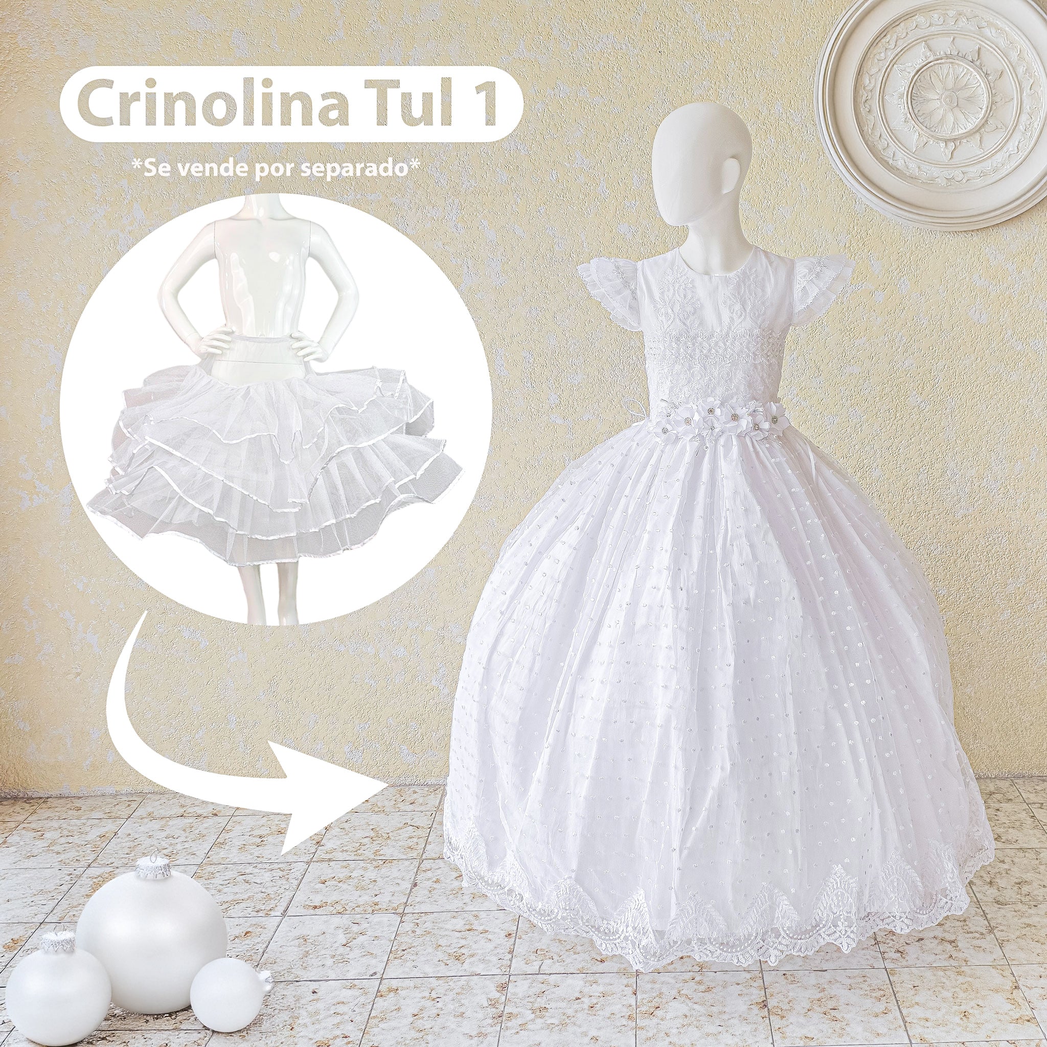 Vestido primera comunión de niña color blanco modelo brisa foto 4