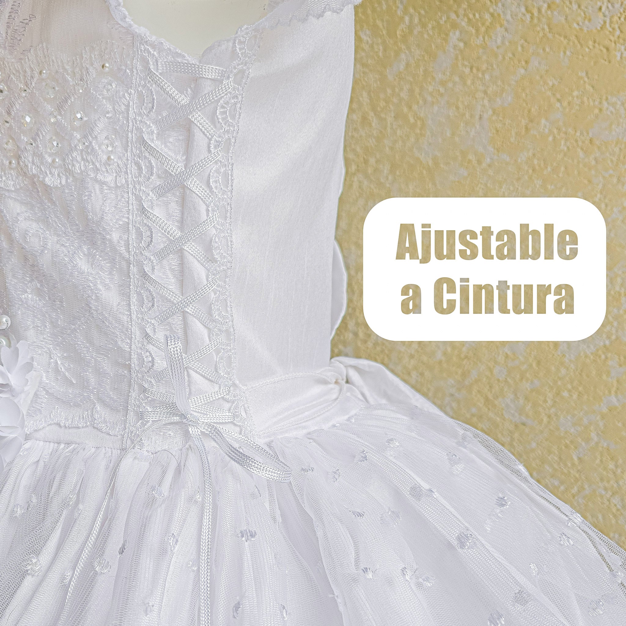 Vestido primera comunión de niña color blanco modelo brisa foto 6