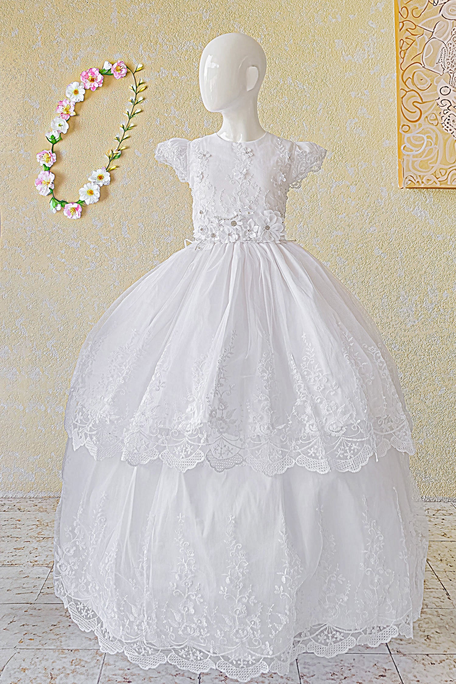 Vestido primera comunión desmontable en color blanco modelo emilia foto 1