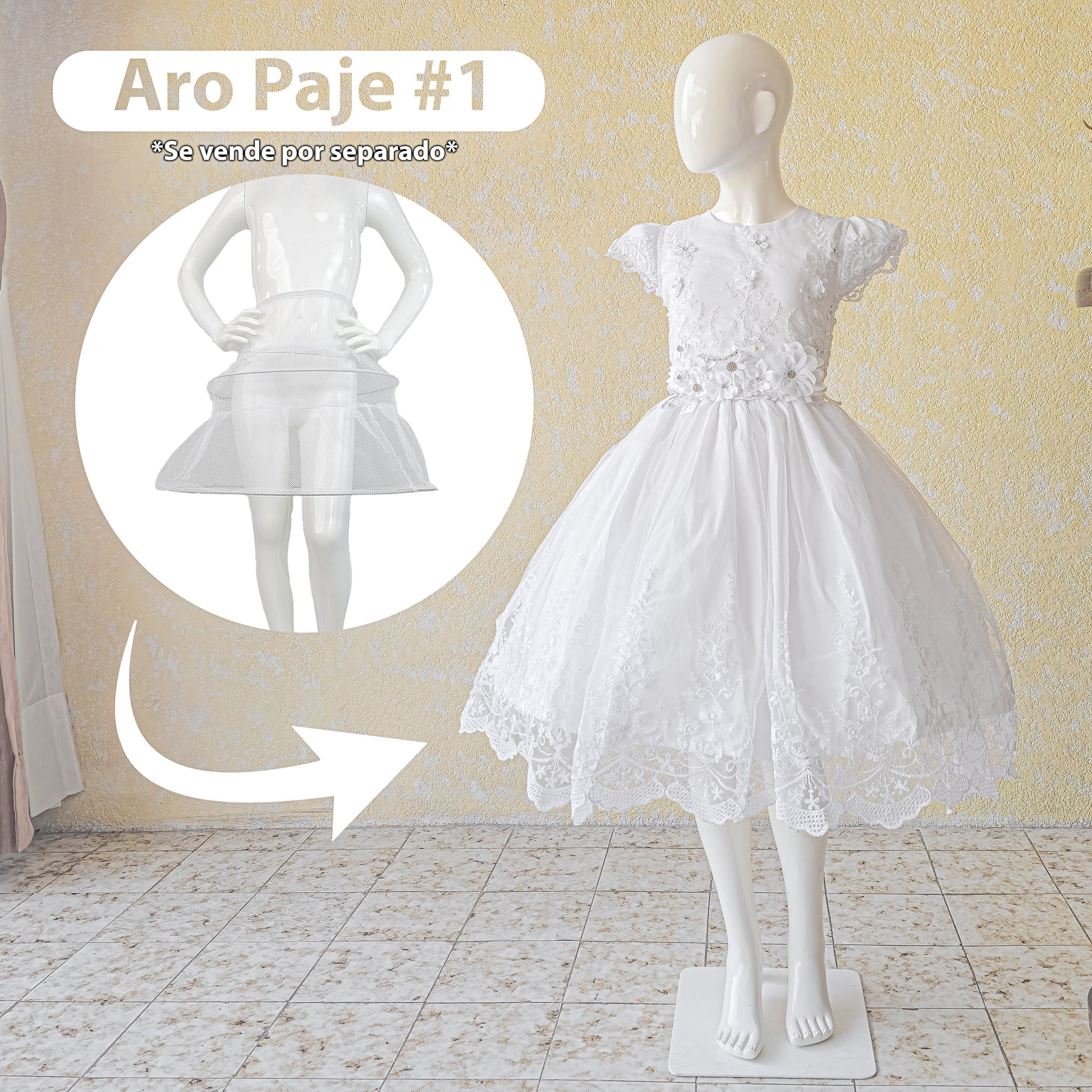 Vestido primera comunión desmontable en color blanco modelo emilia foto 5